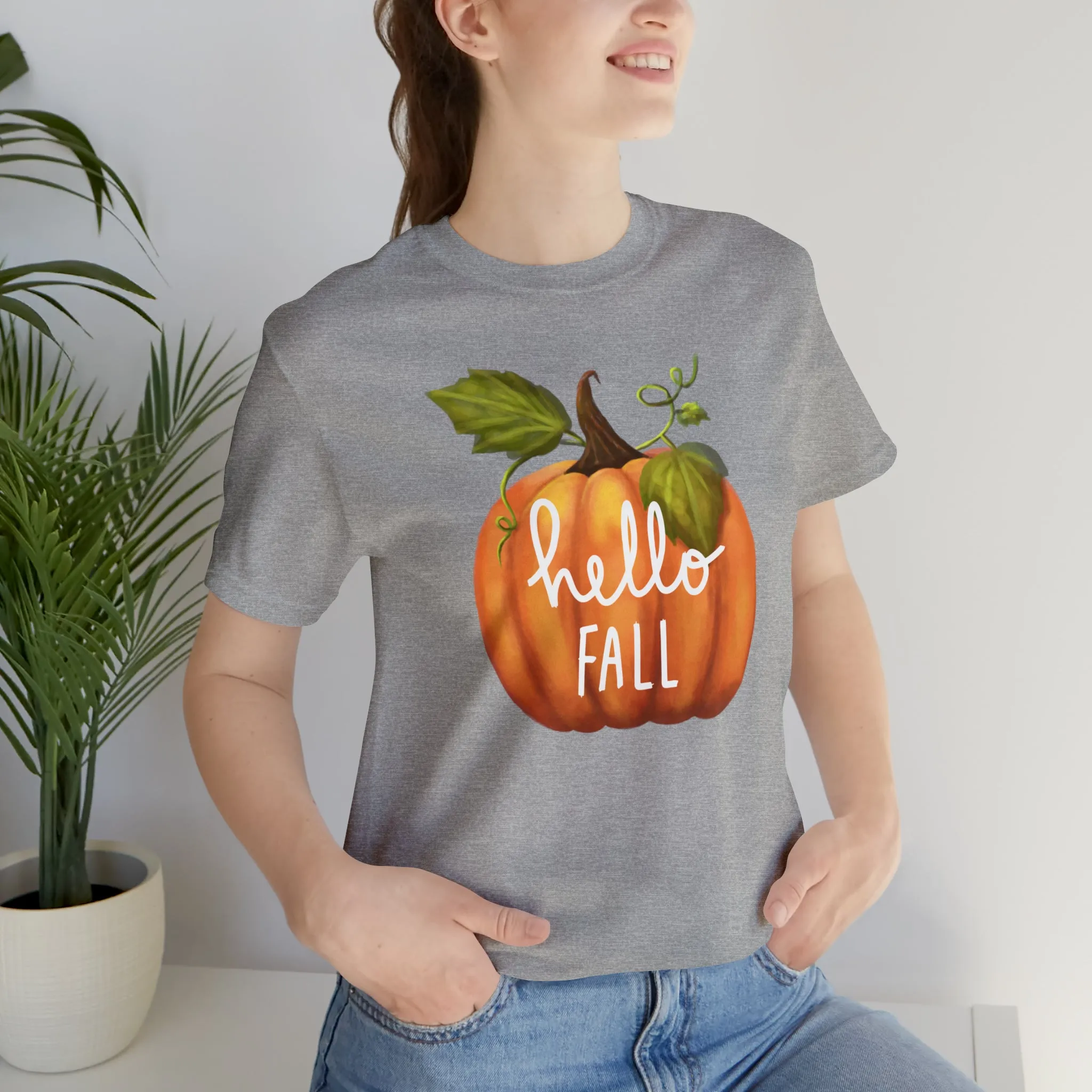 Hello Fall Shirt, Autumn Pumpkin Shirt , Pumpkin Spice Tee, Funny Pumpkin T-Shirt, Womens Fall Season Shirt