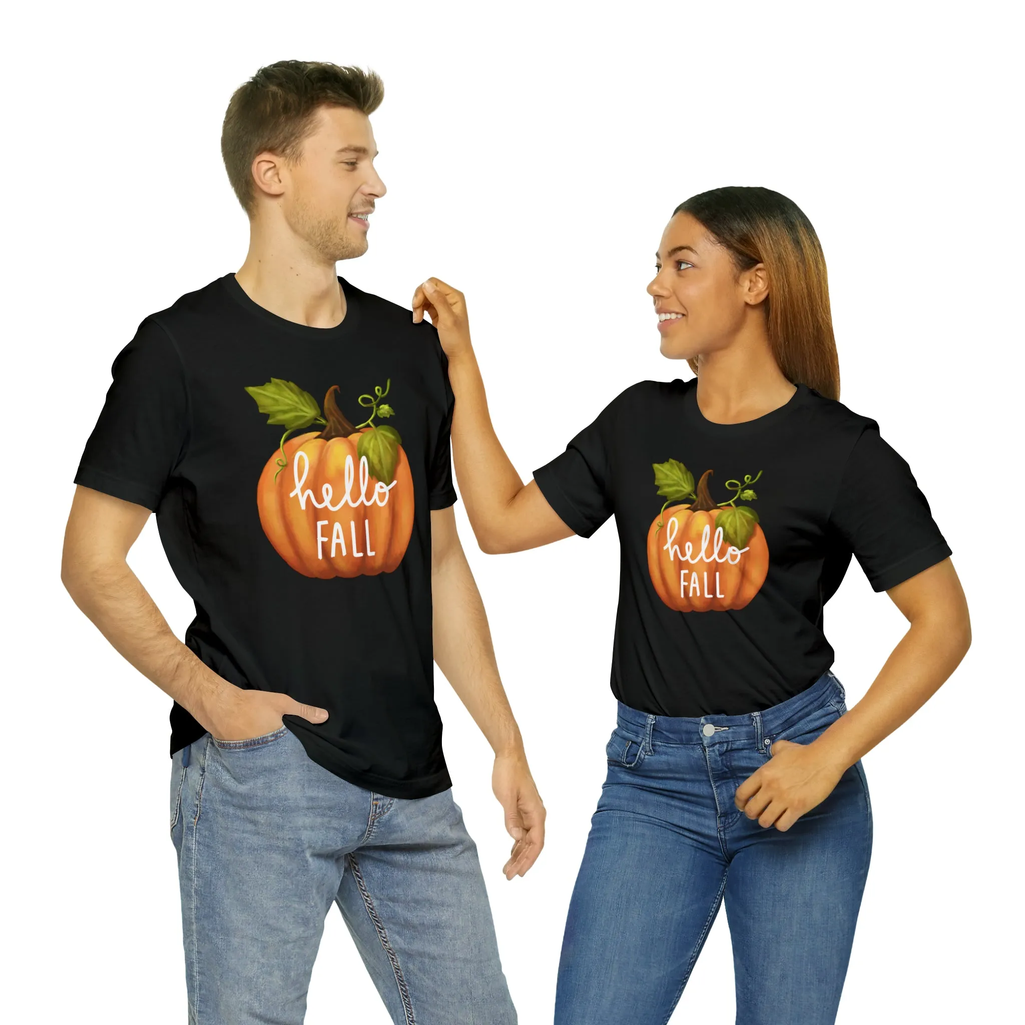 Hello Fall Shirt, Autumn Pumpkin Shirt , Pumpkin Spice Tee, Funny Pumpkin T-Shirt, Womens Fall Season Shirt