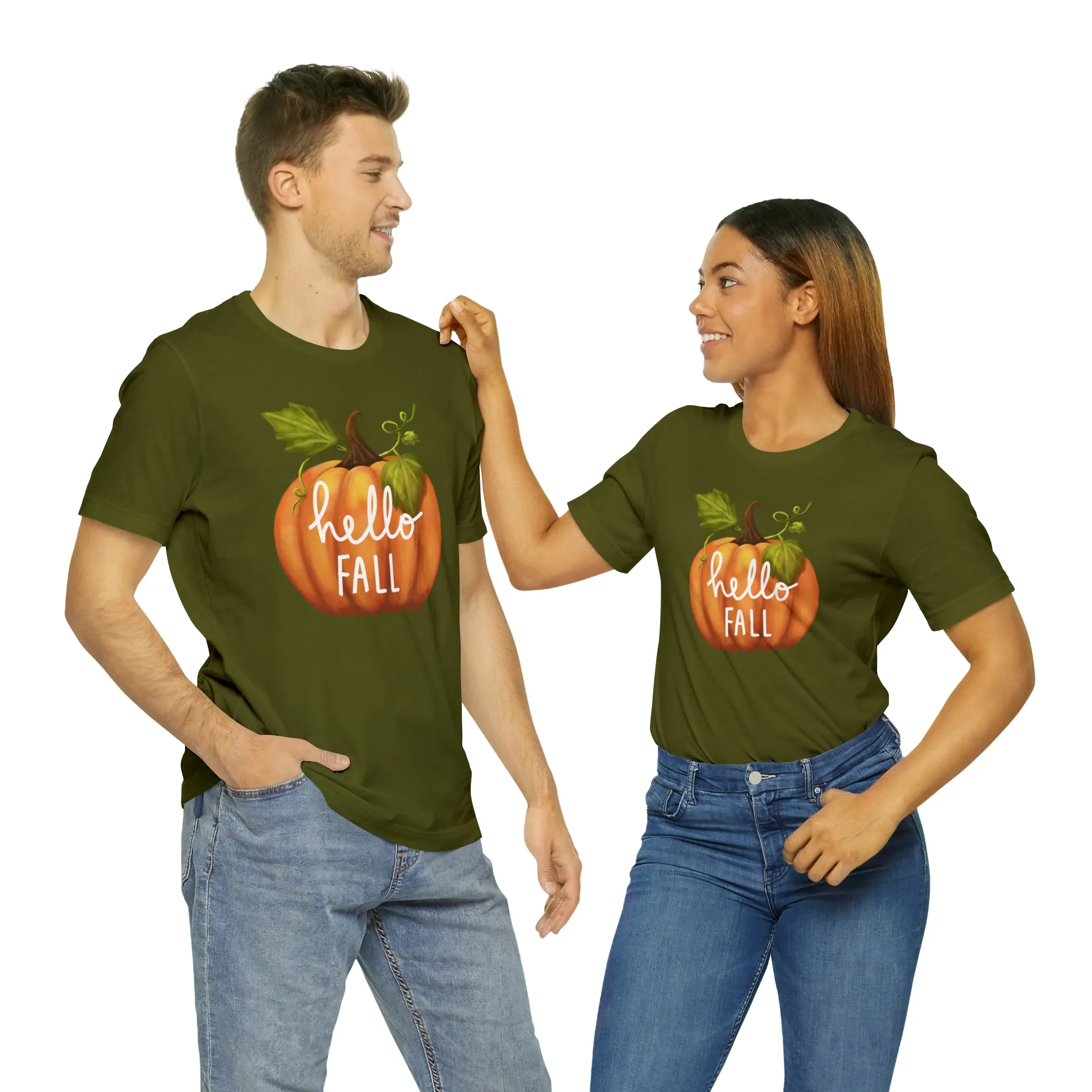 Hello Fall Shirt, Autumn Pumpkin Shirt , Pumpkin Spice Tee, Funny Pumpkin T-Shirt, Womens Fall Season Shirt