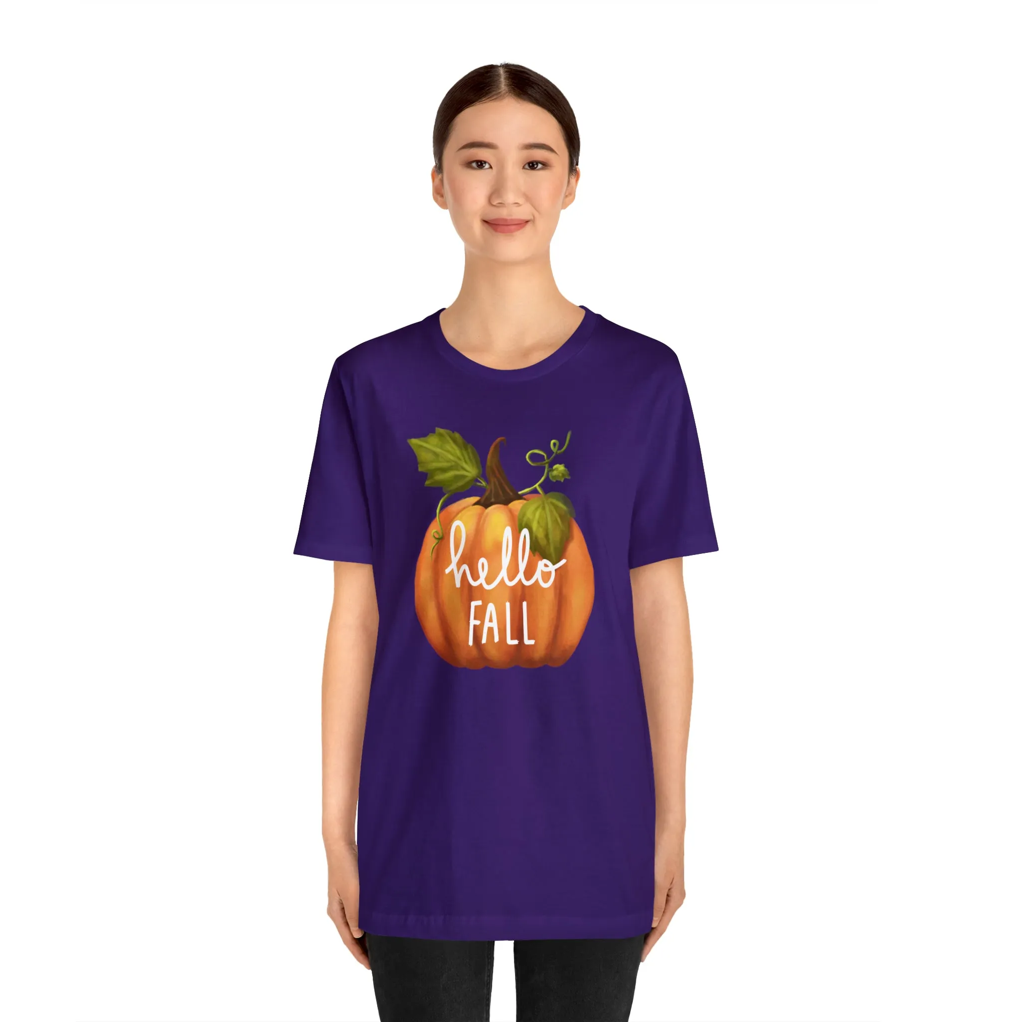Hello Fall Shirt, Autumn Pumpkin Shirt , Pumpkin Spice Tee, Funny Pumpkin T-Shirt, Womens Fall Season Shirt