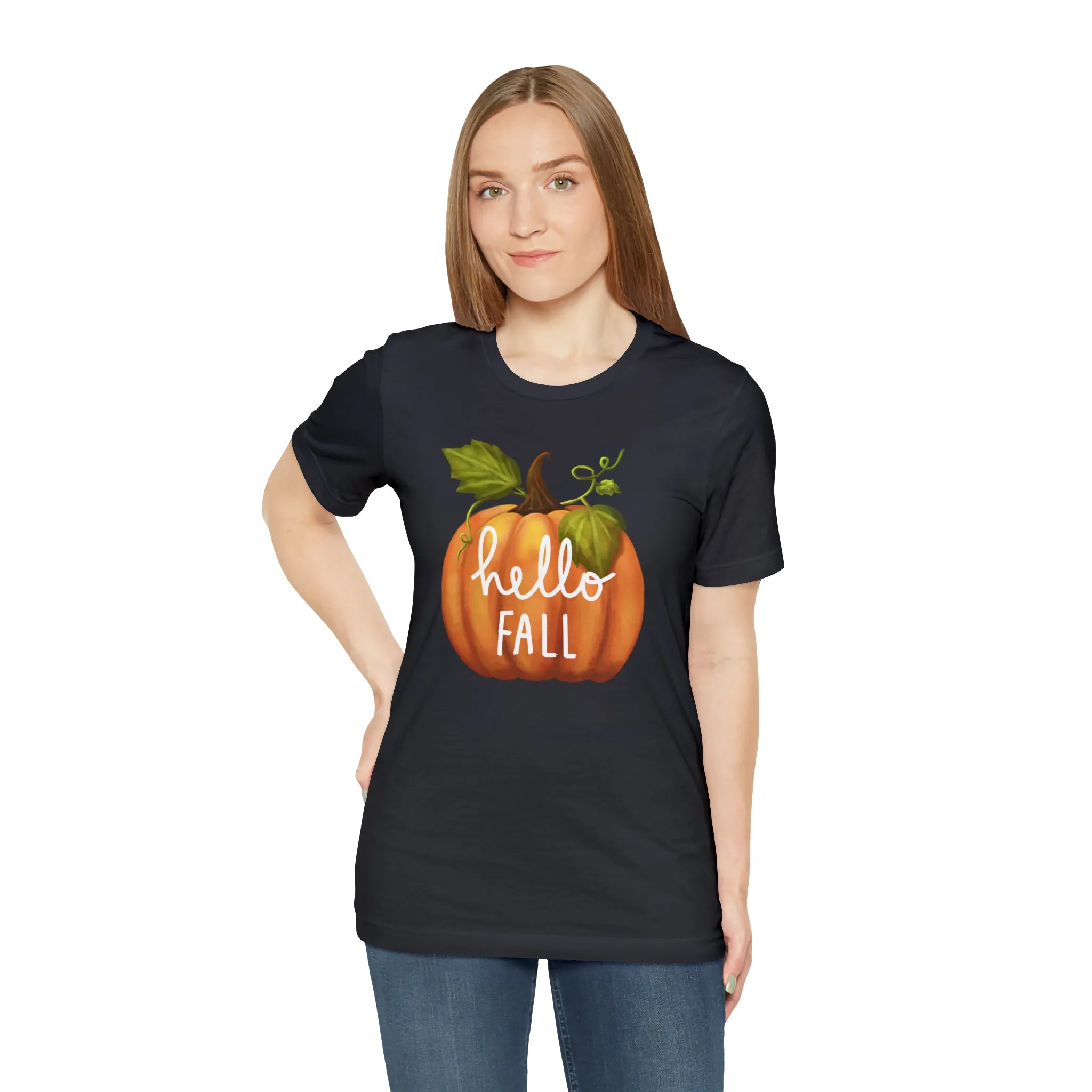 Hello Fall Shirt, Autumn Pumpkin Shirt , Pumpkin Spice Tee, Funny Pumpkin T-Shirt, Womens Fall Season Shirt