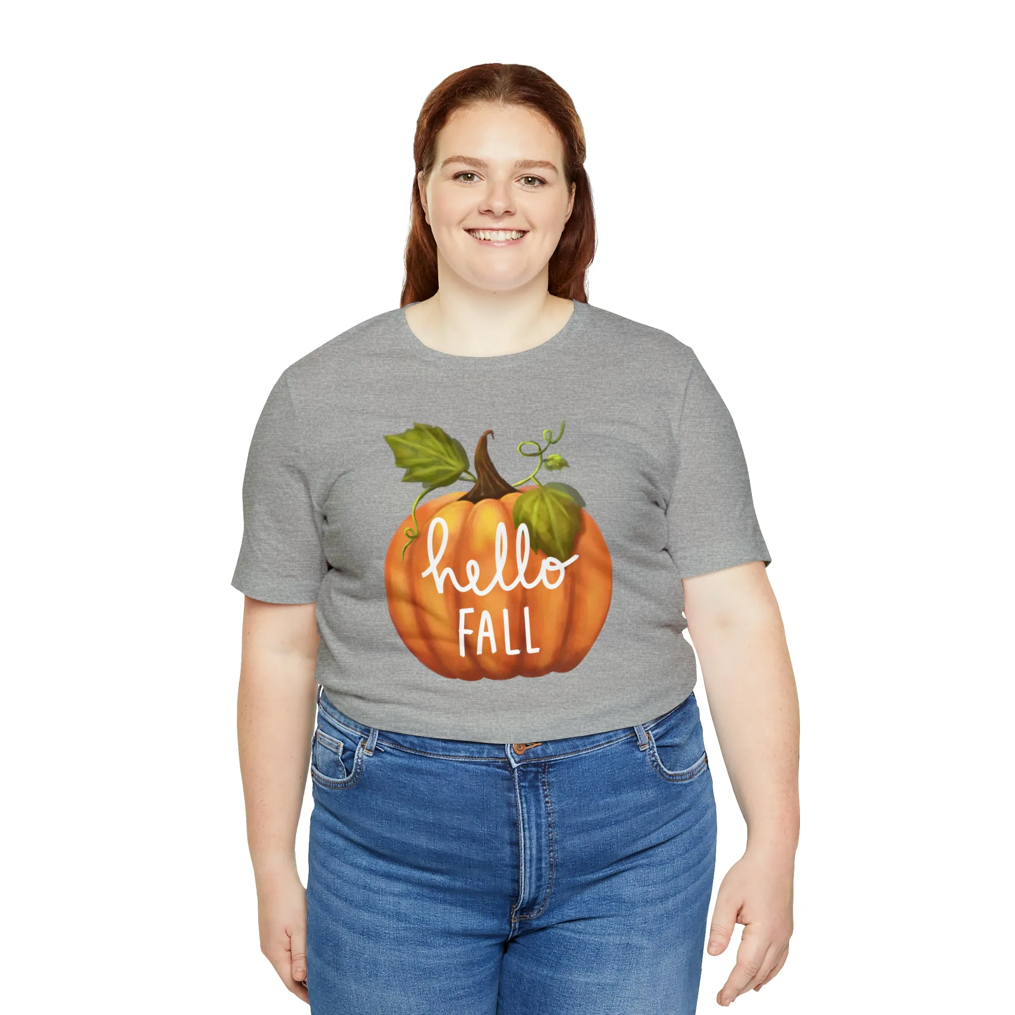 Hello Fall Shirt, Autumn Pumpkin Shirt , Pumpkin Spice Tee, Funny Pumpkin T-Shirt, Womens Fall Season Shirt