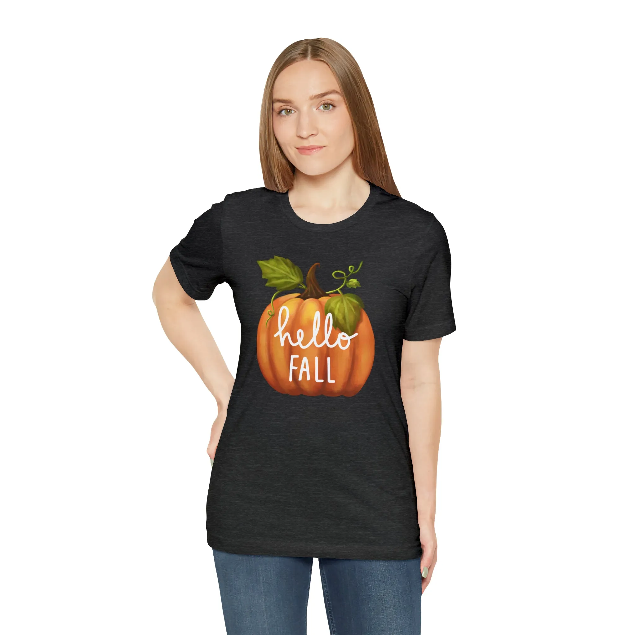Hello Fall Shirt, Autumn Pumpkin Shirt , Pumpkin Spice Tee, Funny Pumpkin T-Shirt, Womens Fall Season Shirt