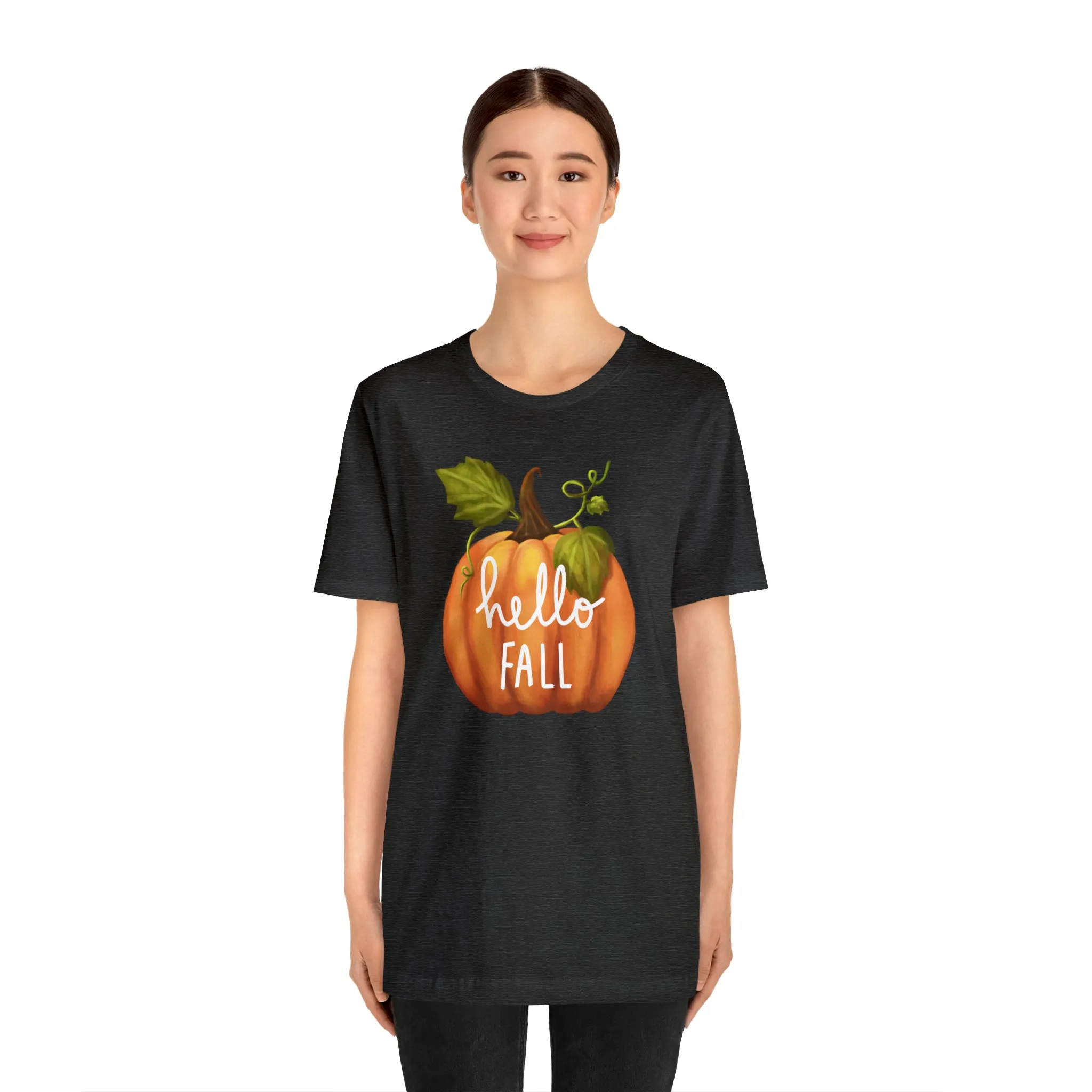 Hello Fall Shirt, Autumn Pumpkin Shirt , Pumpkin Spice Tee, Funny Pumpkin T-Shirt, Womens Fall Season Shirt