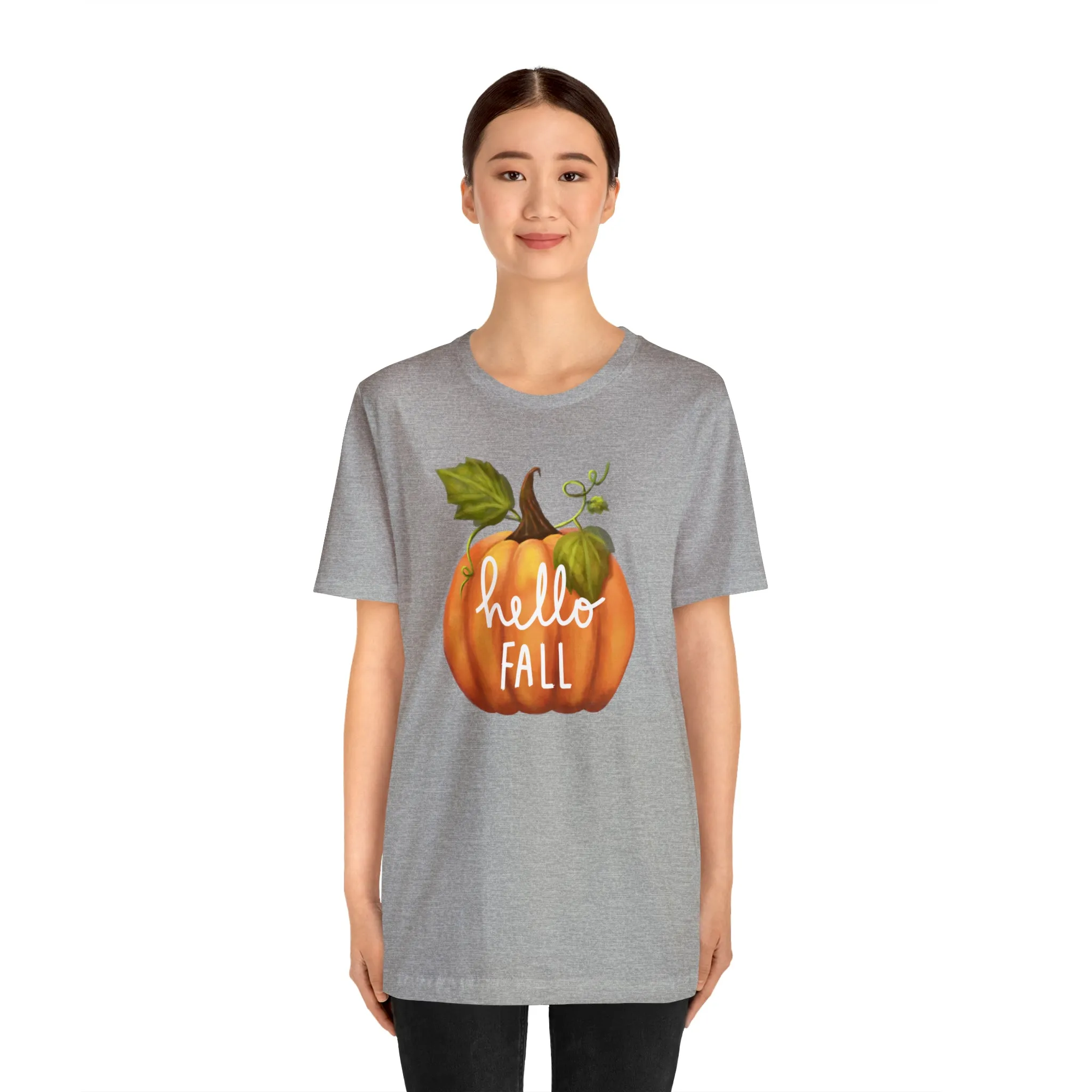Hello Fall Shirt, Autumn Pumpkin Shirt , Pumpkin Spice Tee, Funny Pumpkin T-Shirt, Womens Fall Season Shirt