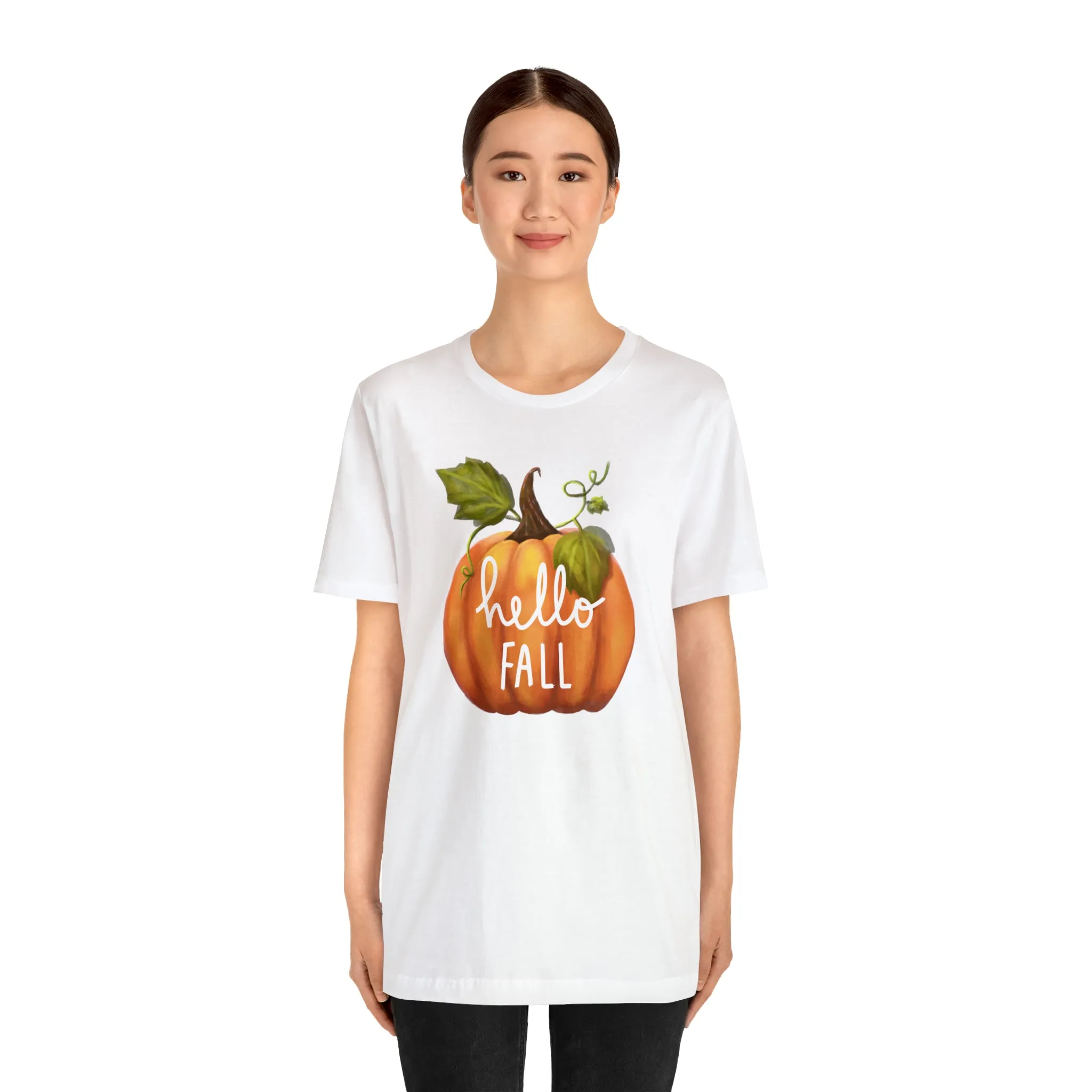 Hello Fall Shirt, Autumn Pumpkin Shirt , Pumpkin Spice Tee, Funny Pumpkin T-Shirt, Womens Fall Season Shirt