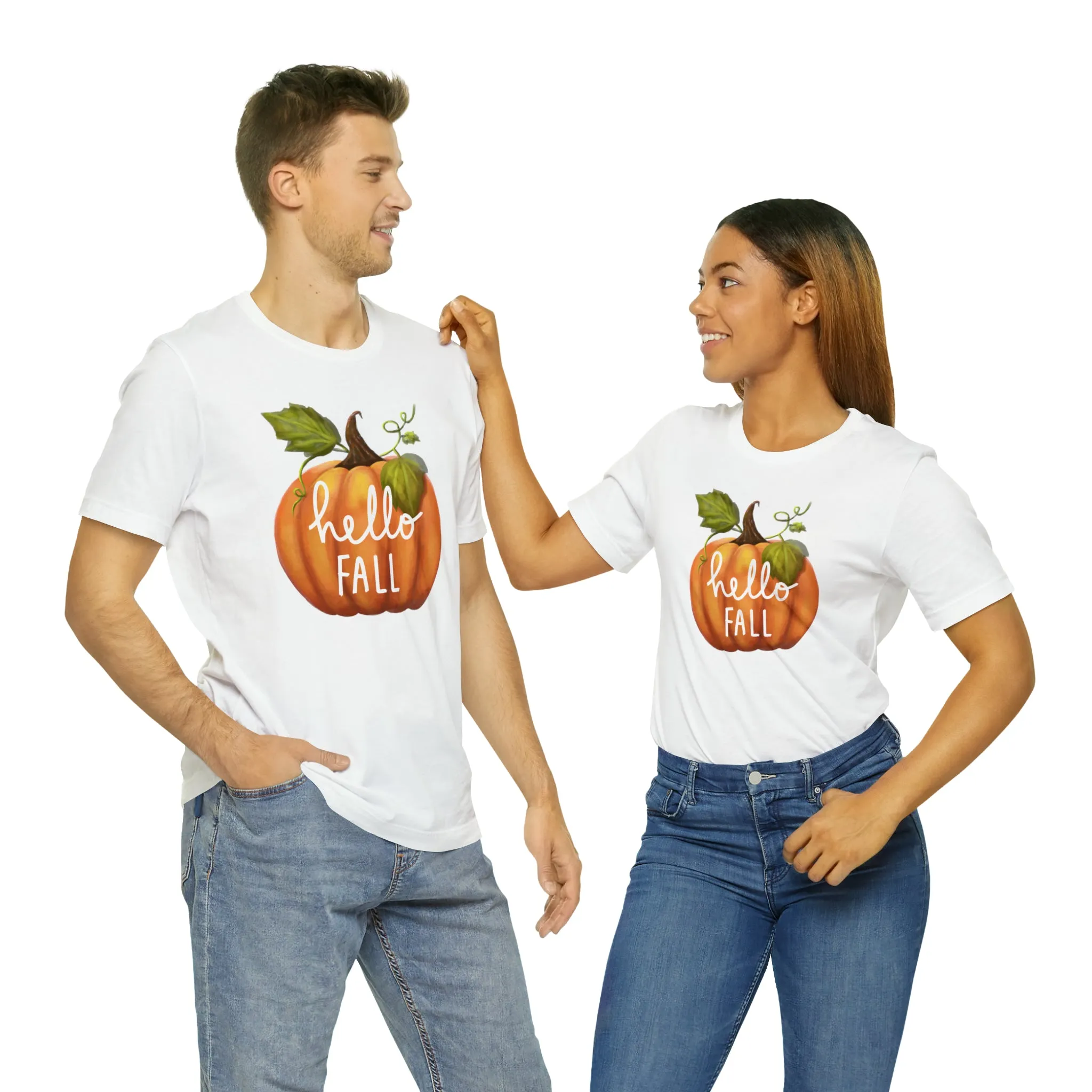 Hello Fall Shirt, Autumn Pumpkin Shirt , Pumpkin Spice Tee, Funny Pumpkin T-Shirt, Womens Fall Season Shirt