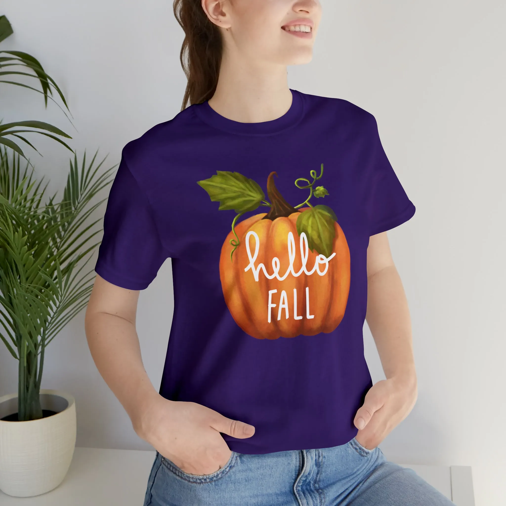 Hello Fall Shirt, Autumn Pumpkin Shirt , Pumpkin Spice Tee, Funny Pumpkin T-Shirt, Womens Fall Season Shirt