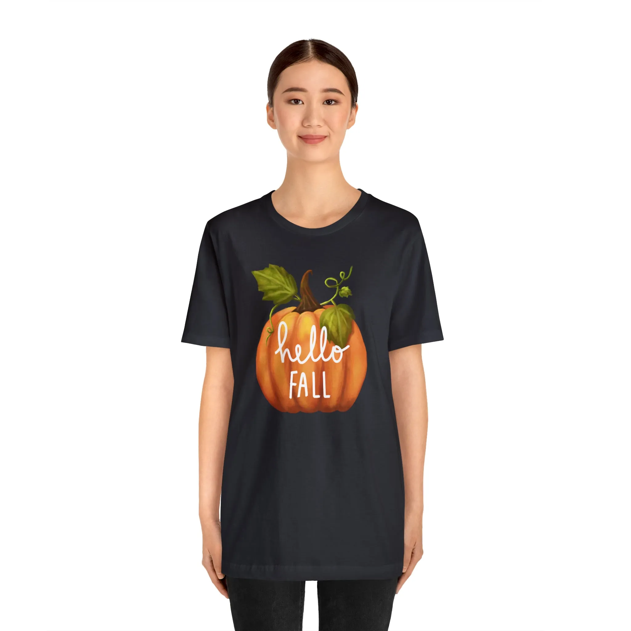 Hello Fall Shirt, Autumn Pumpkin Shirt , Pumpkin Spice Tee, Funny Pumpkin T-Shirt, Womens Fall Season Shirt