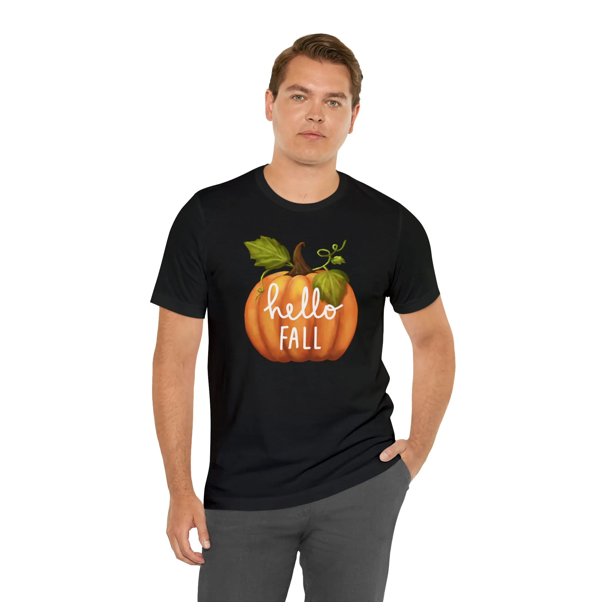 Hello Fall Shirt, Autumn Pumpkin Shirt , Pumpkin Spice Tee, Funny Pumpkin T-Shirt, Womens Fall Season Shirt