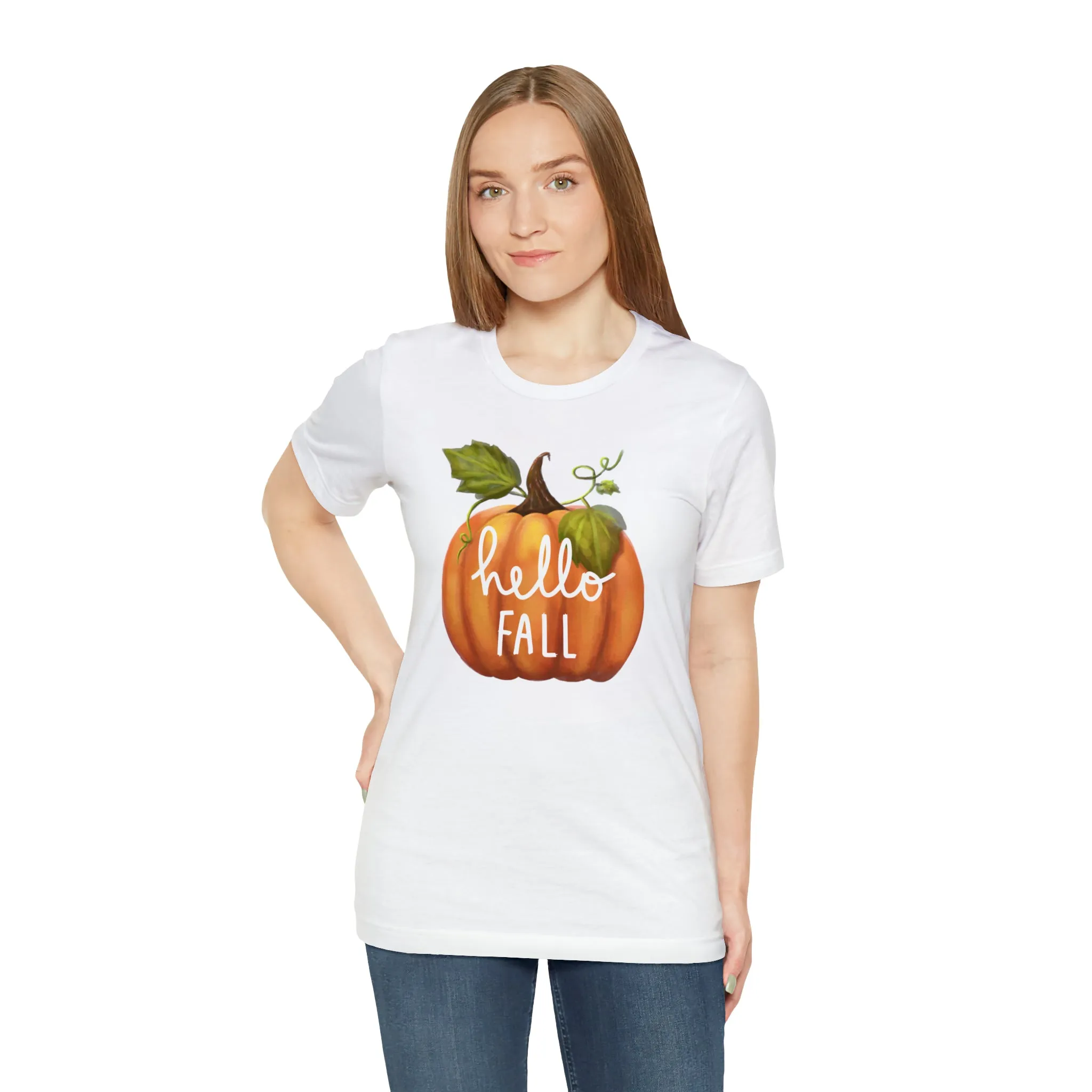 Hello Fall Shirt, Autumn Pumpkin Shirt , Pumpkin Spice Tee, Funny Pumpkin T-Shirt, Womens Fall Season Shirt