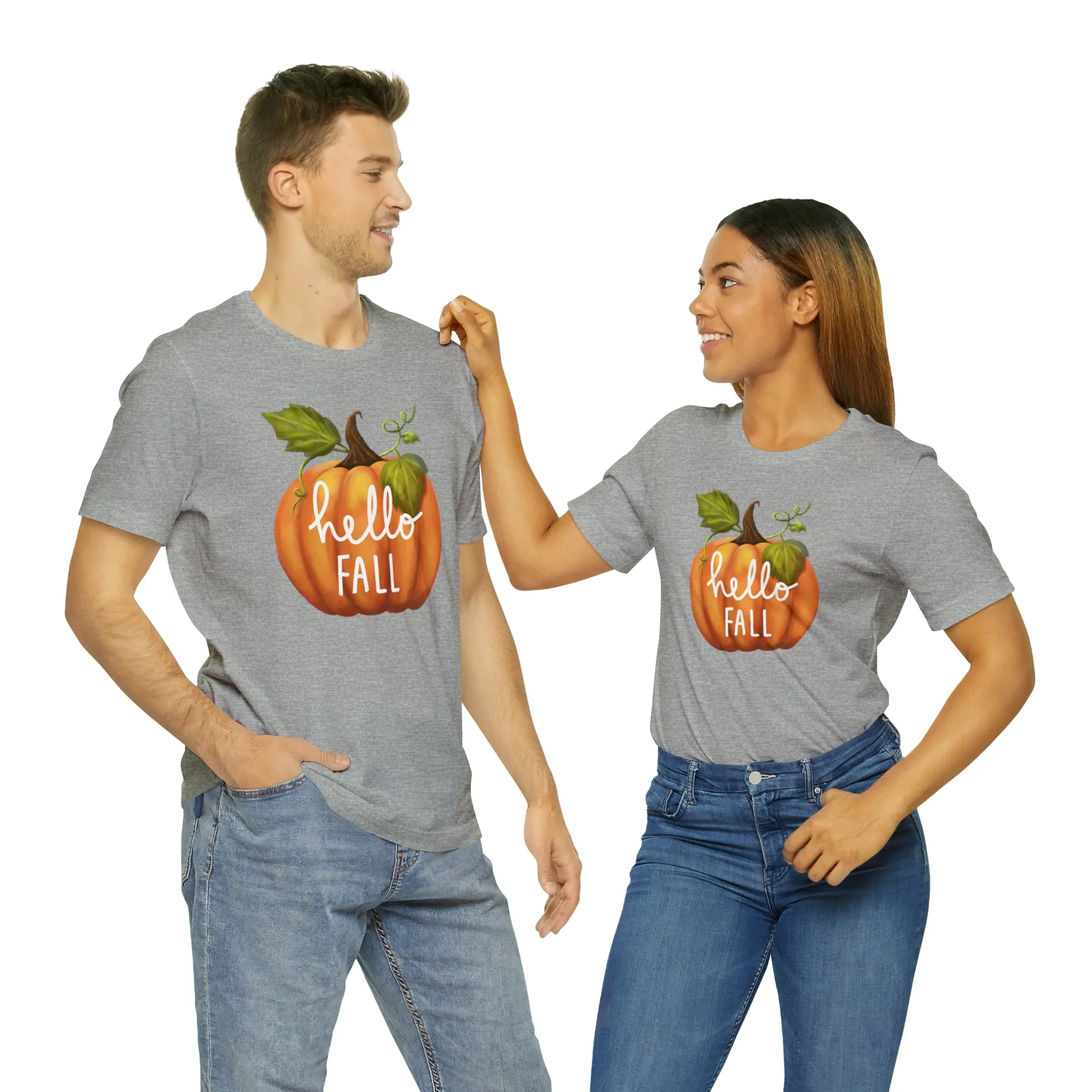 Hello Fall Shirt, Autumn Pumpkin Shirt , Pumpkin Spice Tee, Funny Pumpkin T-Shirt, Womens Fall Season Shirt
