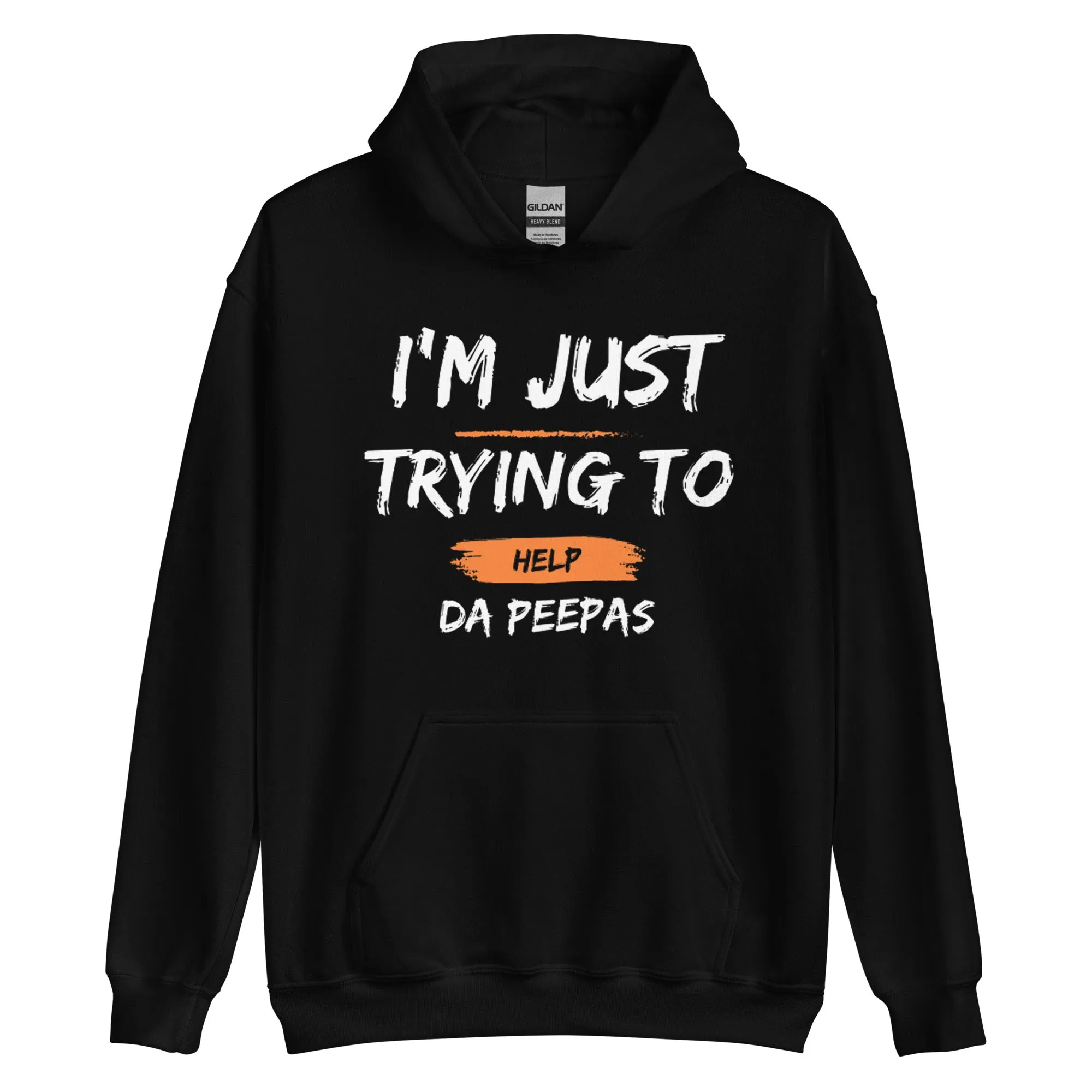 Help Da Peepas Orange Accent Hoodie