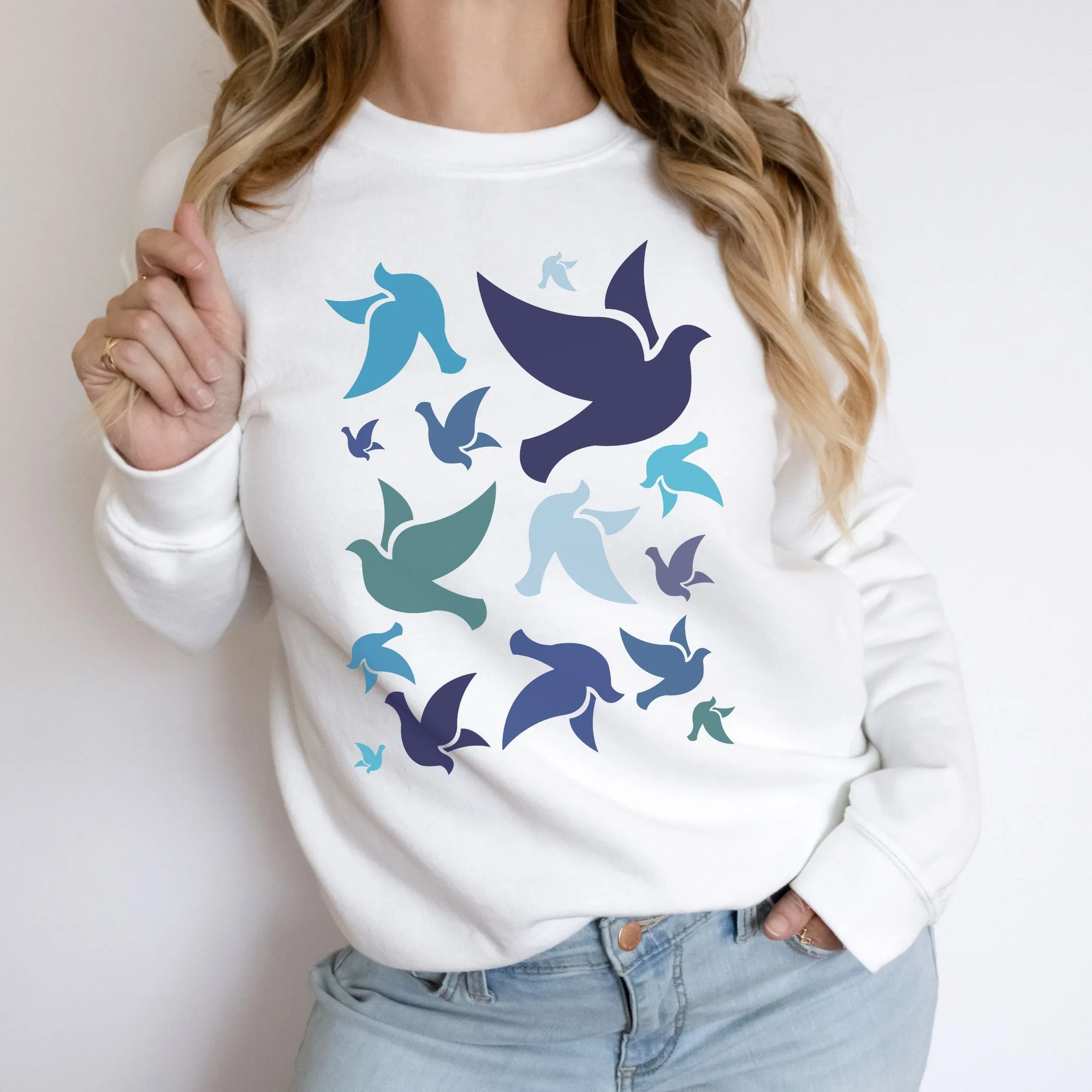 Holy Spirit Dove Sweatshirt in Blues