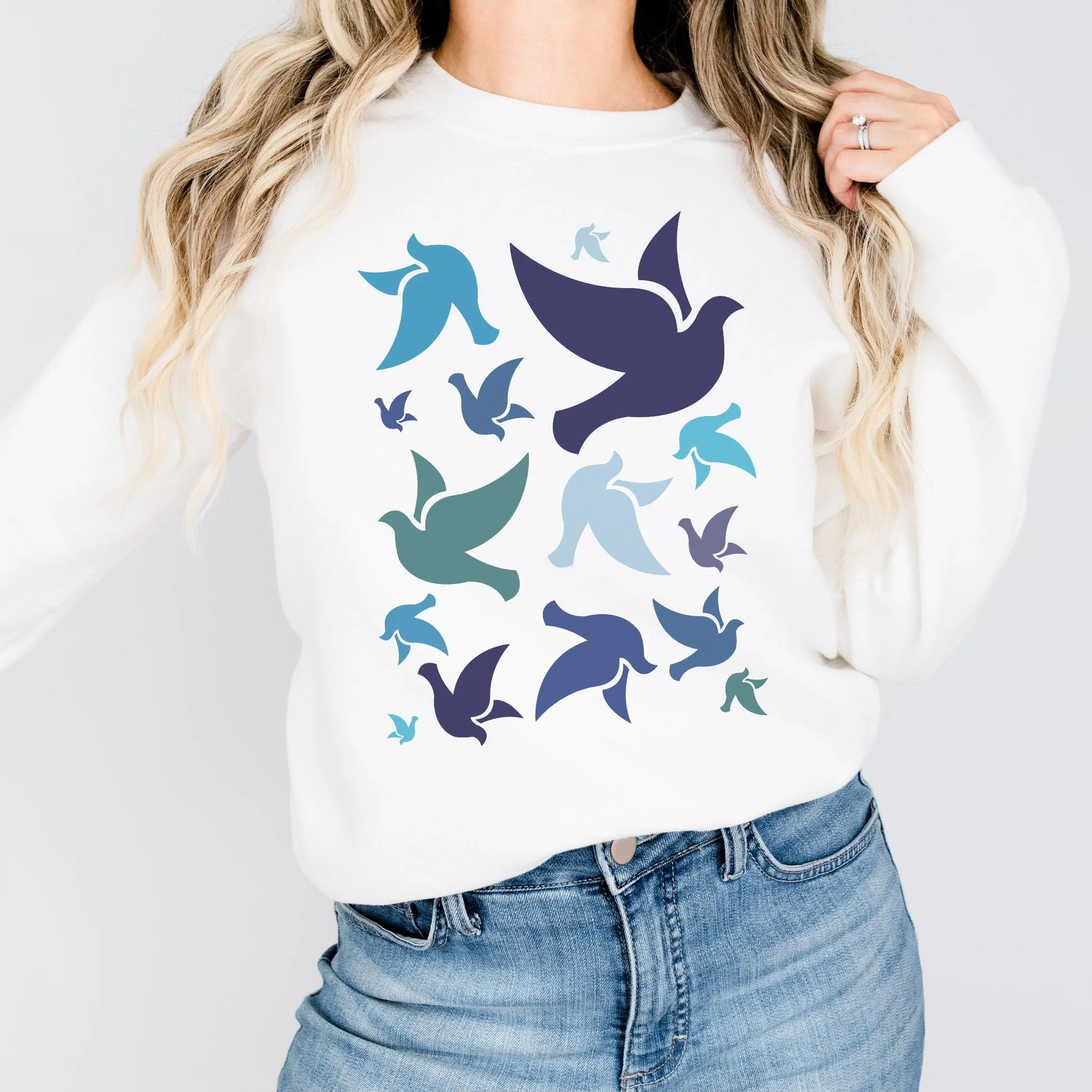 Holy Spirit Dove Sweatshirt in Blues