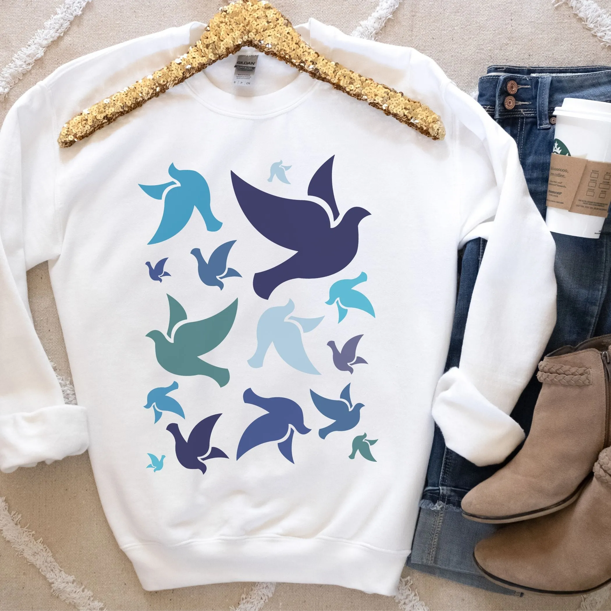 Holy Spirit Dove Sweatshirt in Blues