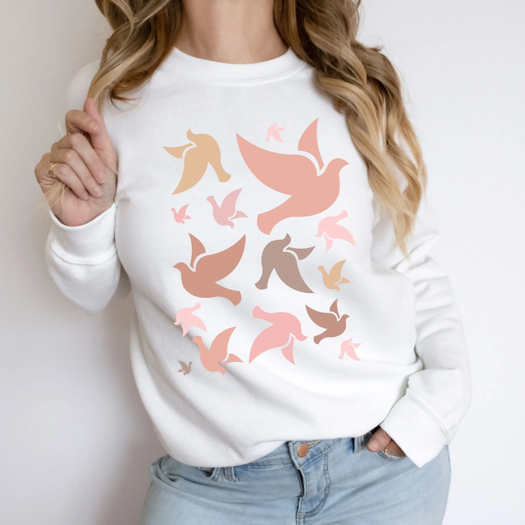 Holy Spirit Dove Sweatshirt in Pinks