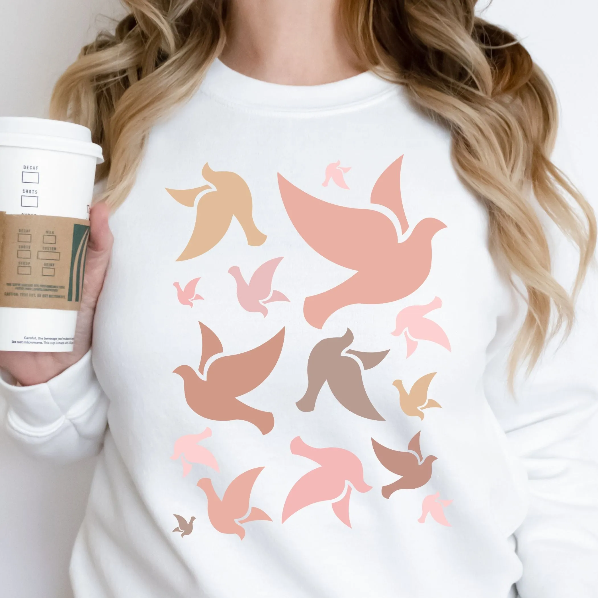 Holy Spirit Dove Sweatshirt in Pinks