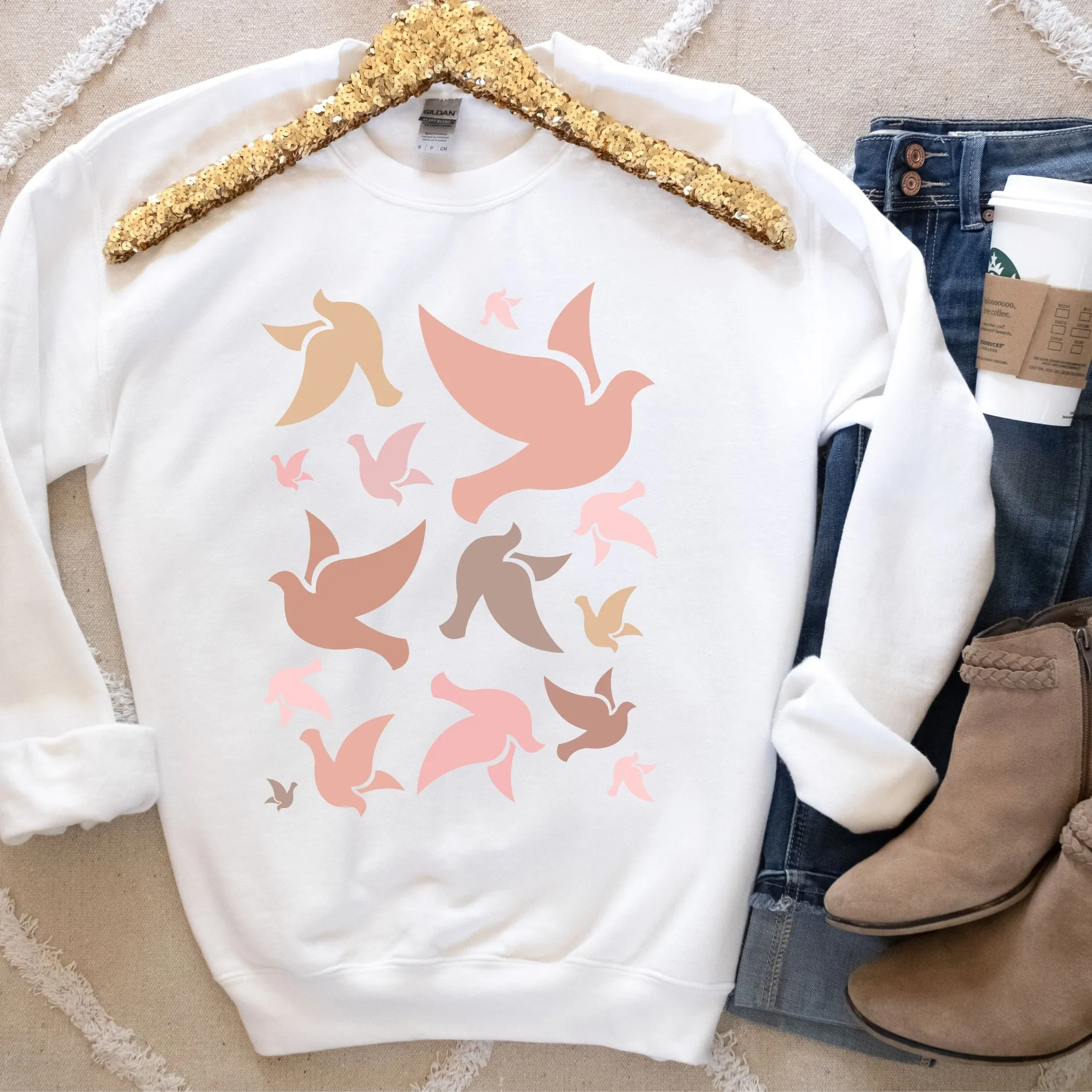 Holy Spirit Dove Sweatshirt in Pinks
