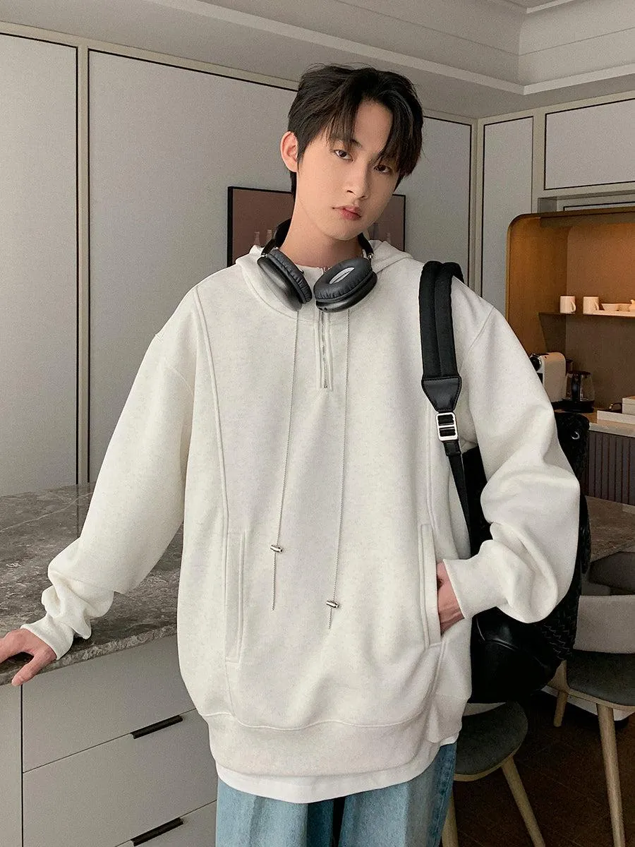 Hooded Stand Collar Half Zipper Sweater