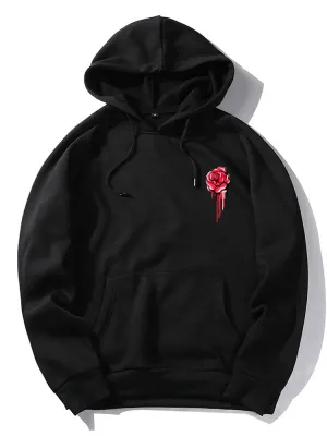 Hoodies cetak mawar merah
