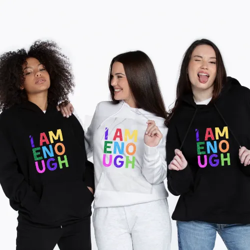 I AM ENOUGH COLOR BLOCK Inspirational Mental Health Hoodie for Women