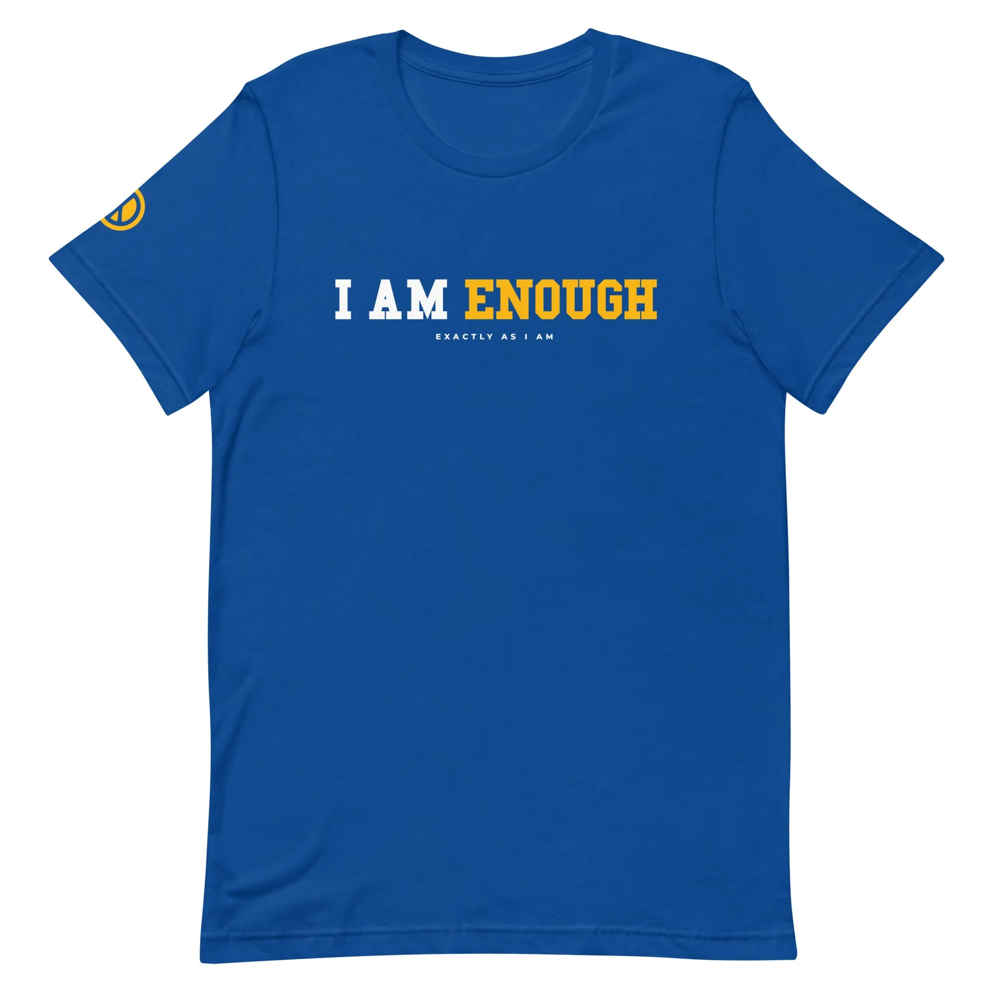 I AM ENOUGH STRONG Mental Health T-Shirt with Peace Sign on Sleeve for Men