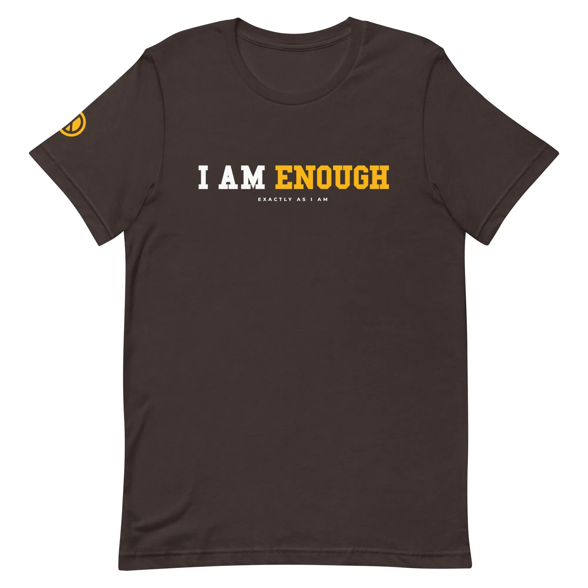 I AM ENOUGH STRONG Mental Health T-Shirt with Peace Sign on Sleeve for Men
