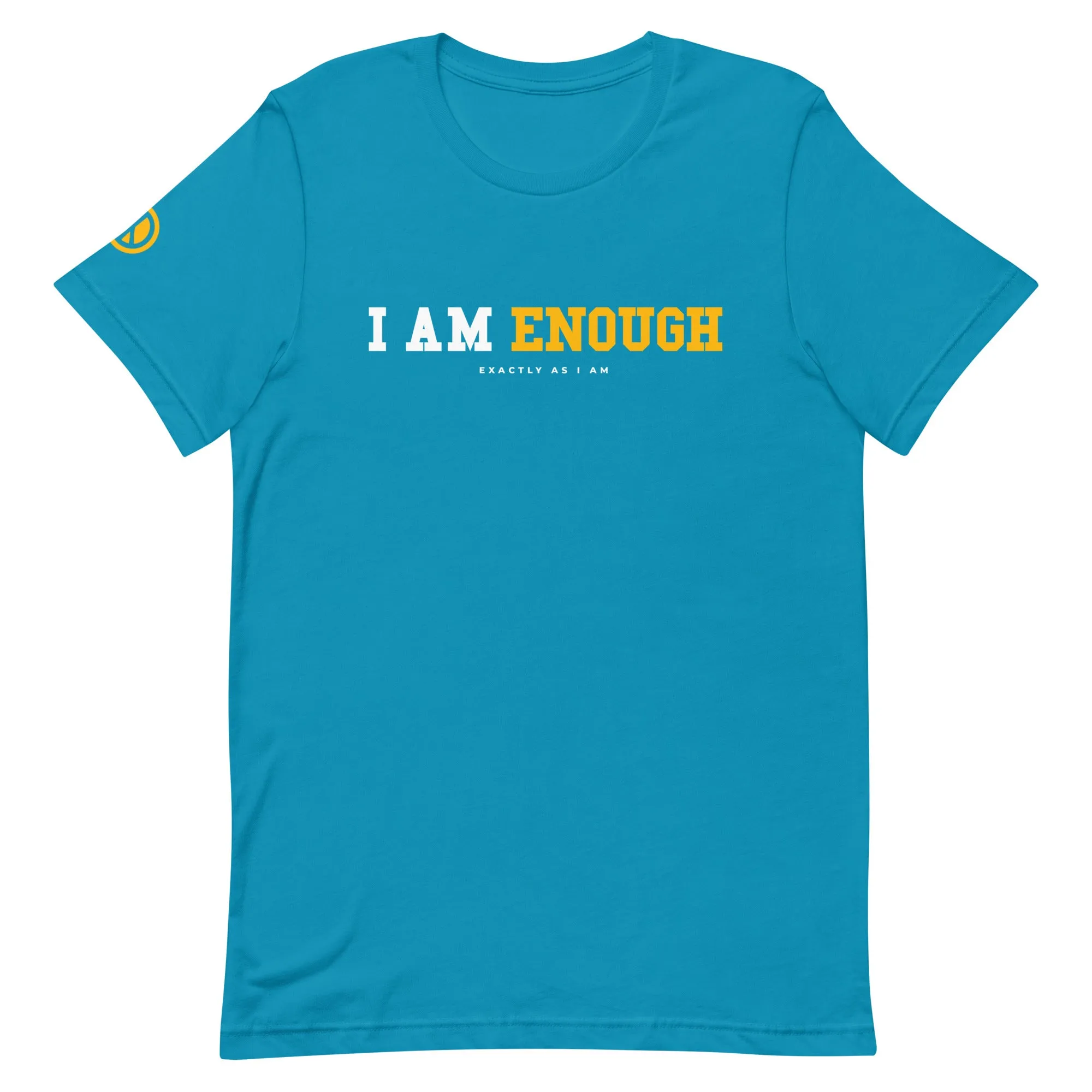 I AM ENOUGH STRONG Mental Health T-Shirt with Peace Sign on Sleeve for Men