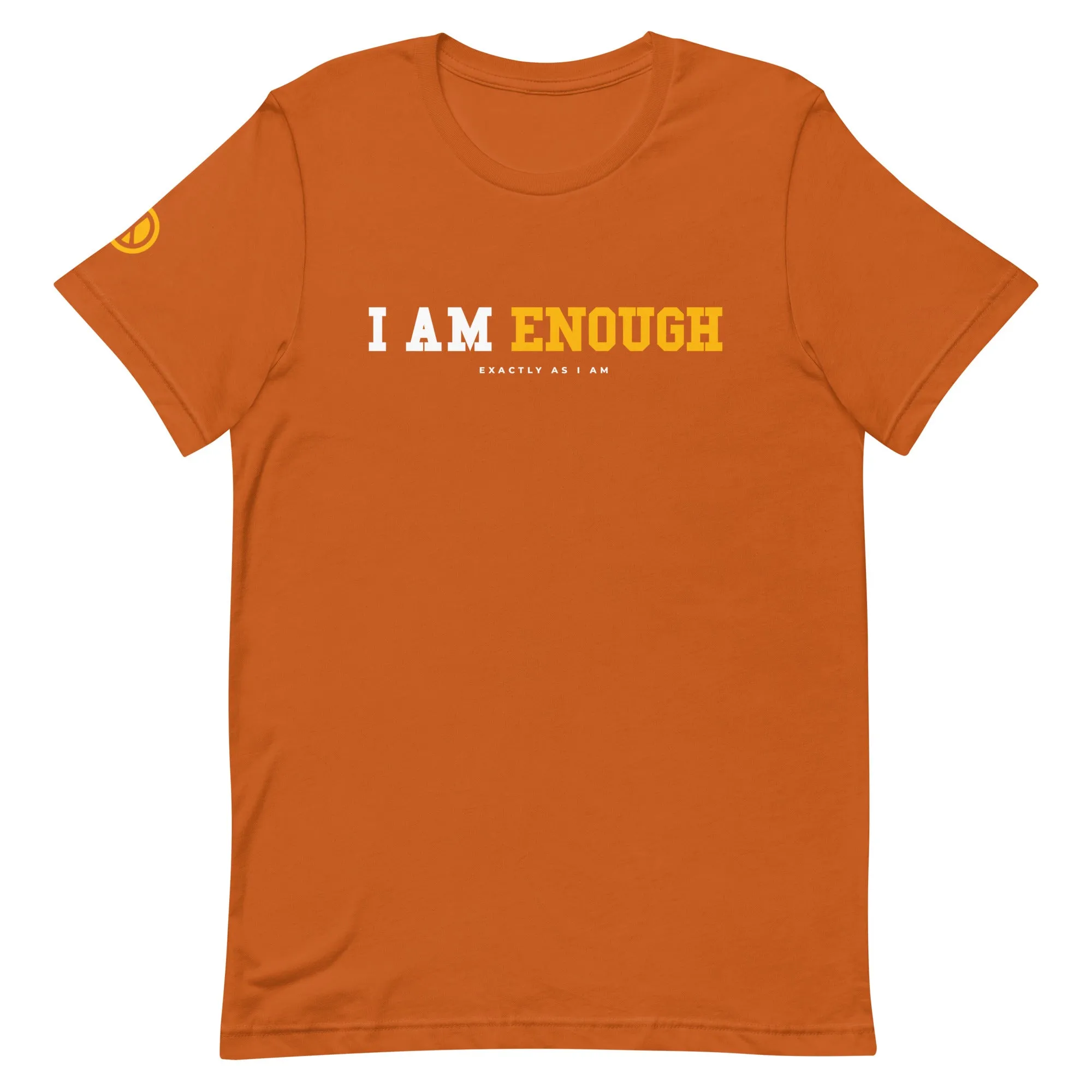 I AM ENOUGH STRONG Mental Health T-Shirt with Peace Sign on Sleeve for Men