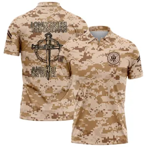 I Only kneel For One Man And He Died On The Cross Custom Camo U.S. Army Military Corporal Rank Veteran Name Golf Polo Shirt | Father's Day Gifts