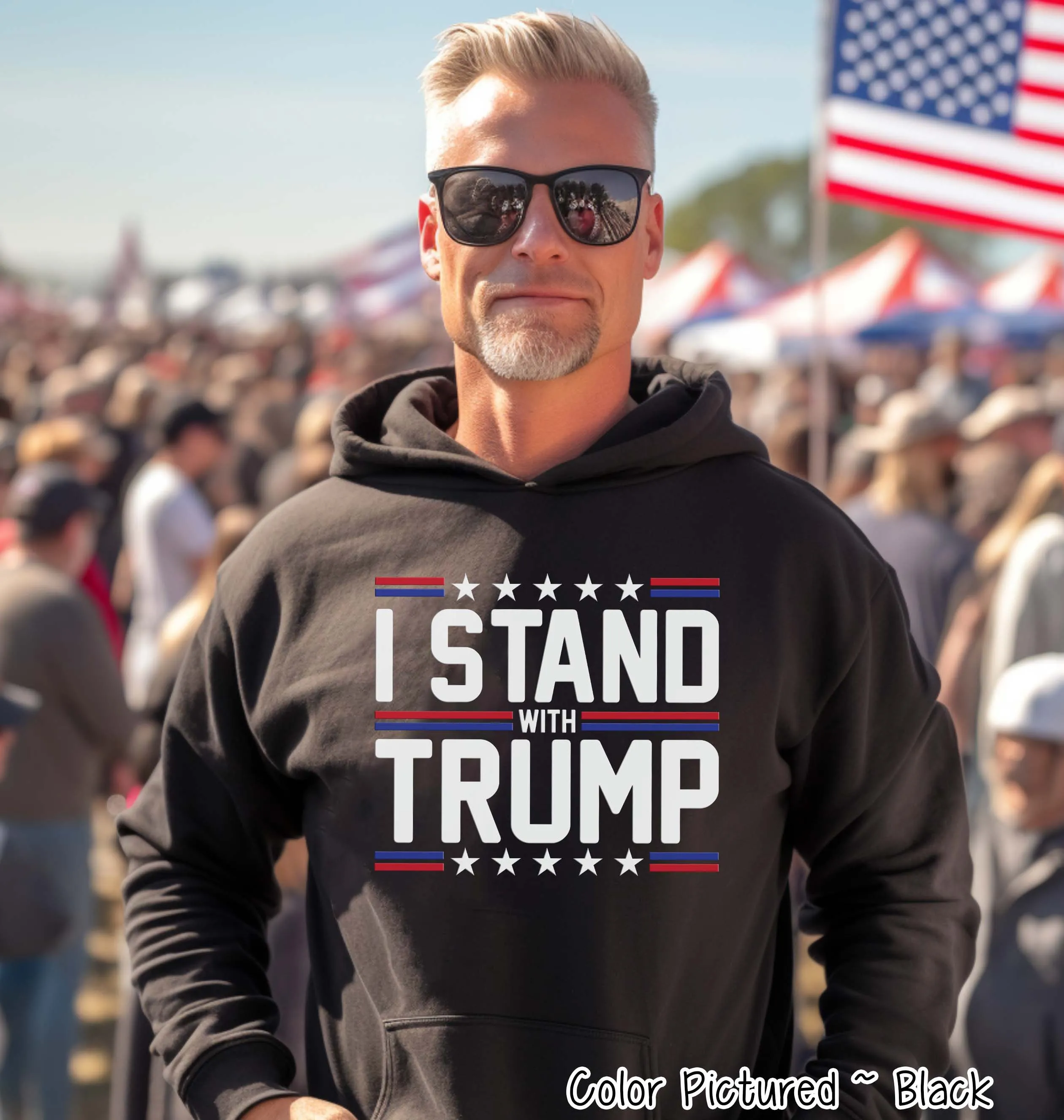 I Stand With Trump Political Tee or Sweatshirt