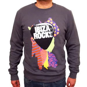 Ibiza Rocks Charcoal Sweater with Colour Splash Logo