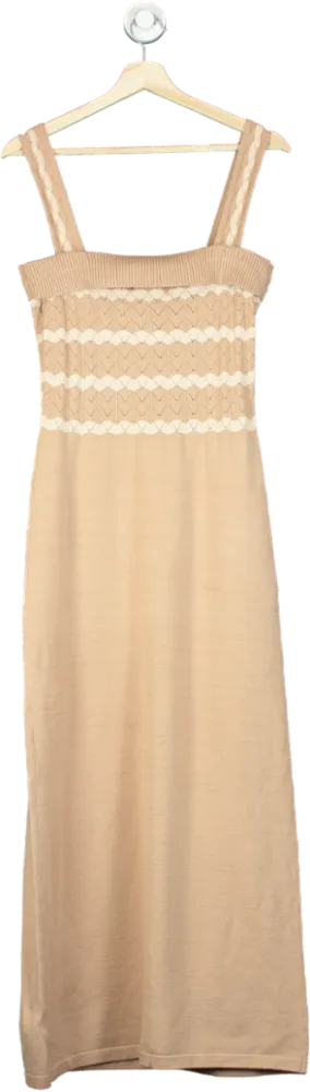 Indi Luxe Beige Maxi Dress UK L