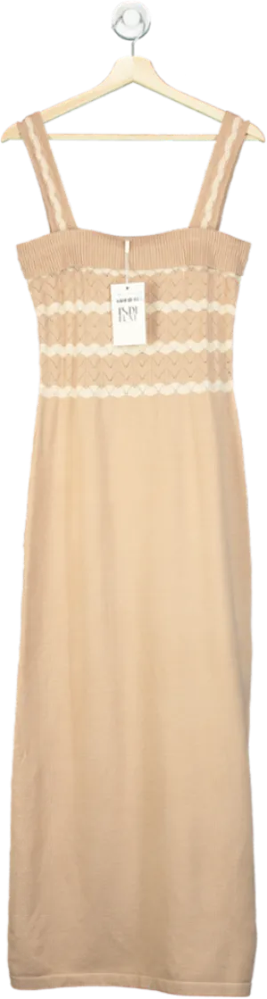 Indi Luxe Beige Maxi Dress UK L