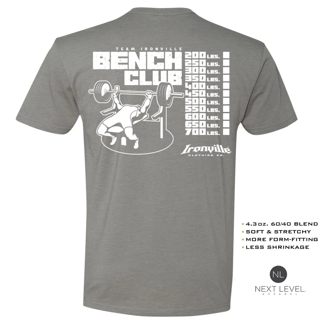 Ironville BENCH CLUB Soft-Blend Fitted Gym T-shirt