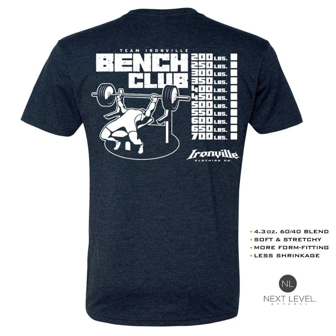 Ironville BENCH CLUB Soft-Blend Fitted Gym T-shirt