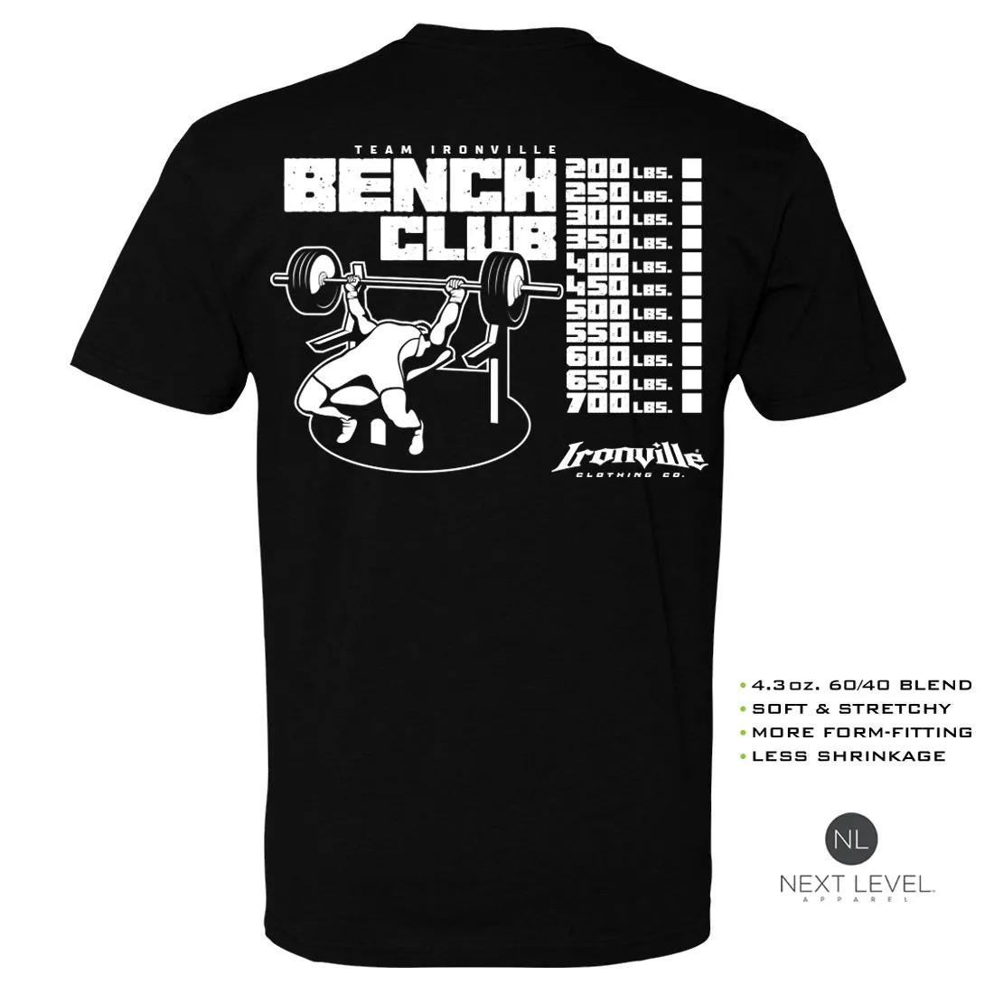 Ironville BENCH CLUB Soft-Blend Fitted Gym T-shirt