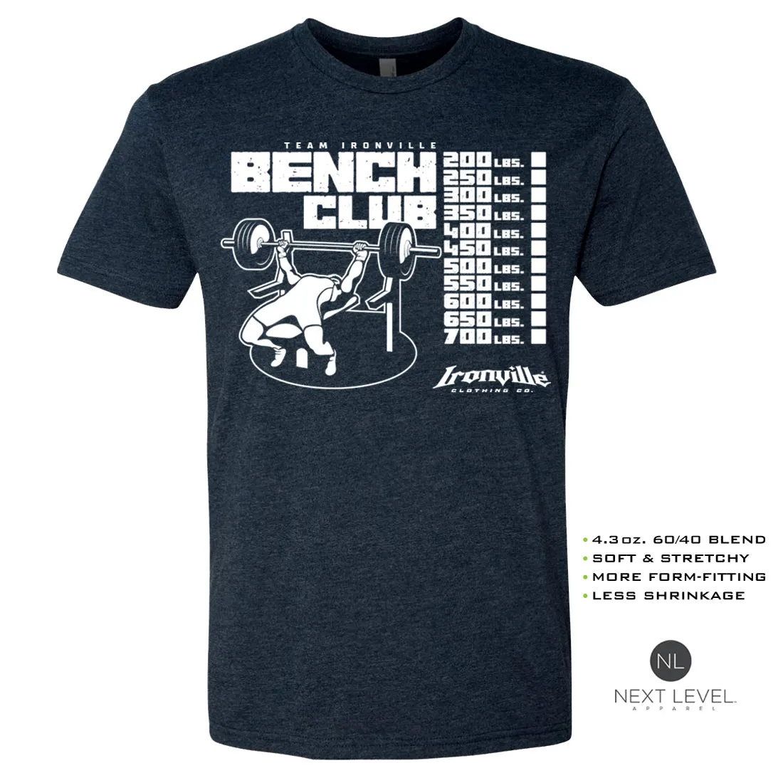 Ironville BENCH CLUB Soft-Blend Fitted Gym T-shirt