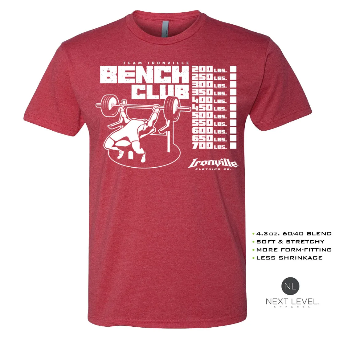 Ironville BENCH CLUB Soft-Blend Fitted Gym T-shirt