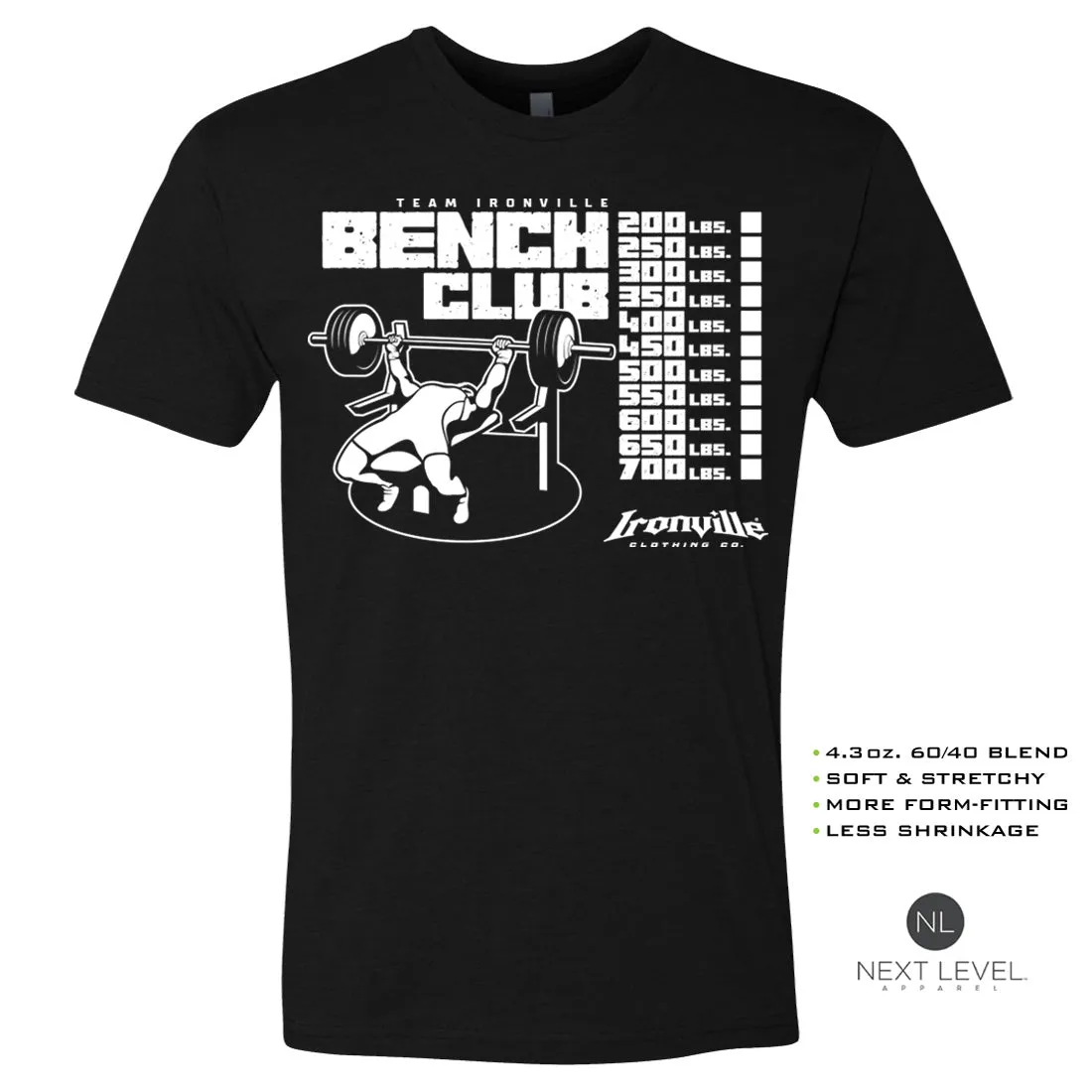 Ironville BENCH CLUB Soft-Blend Fitted Gym T-shirt