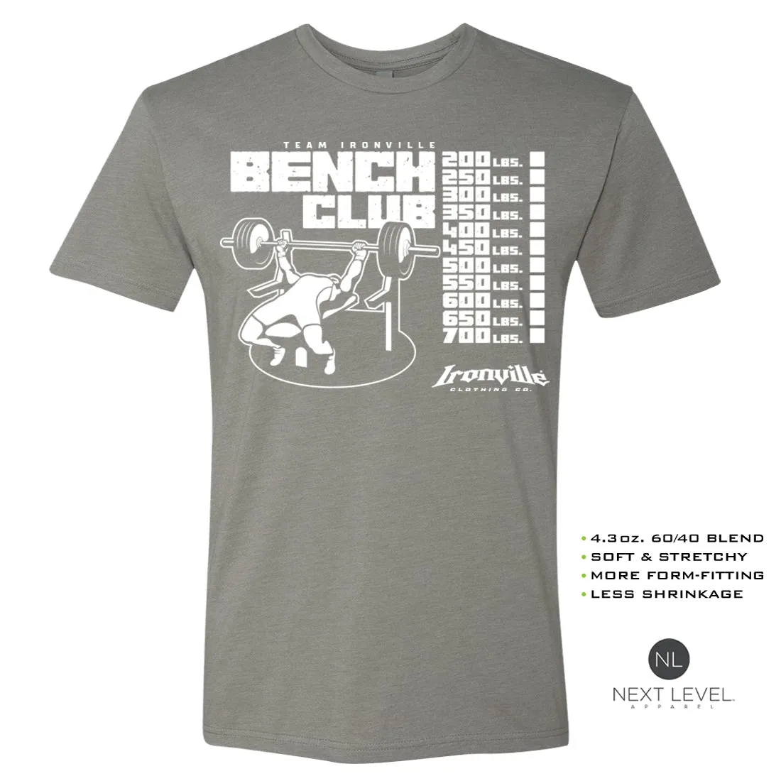 Ironville BENCH CLUB Soft-Blend Fitted Gym T-shirt