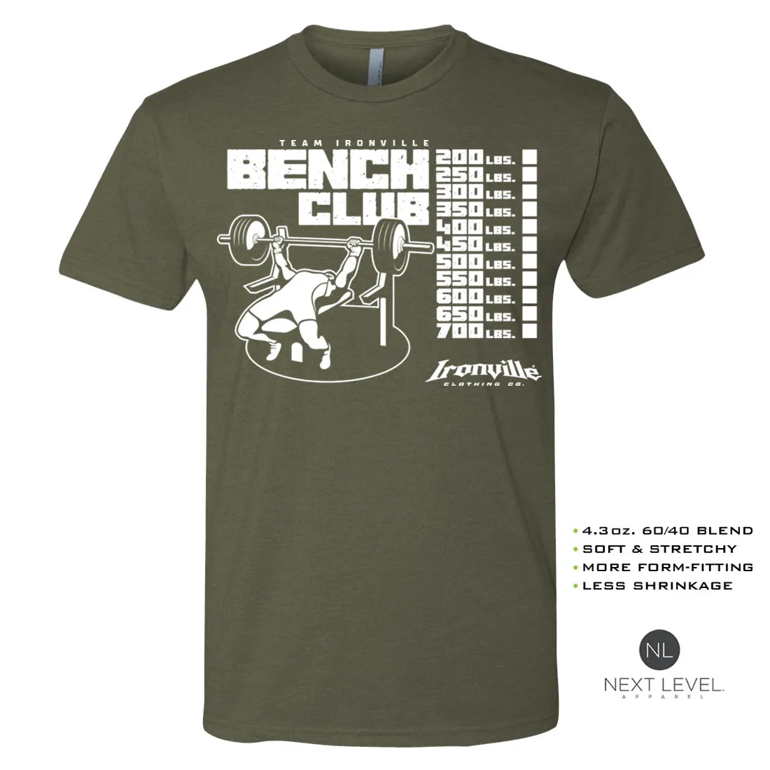 Ironville BENCH CLUB Soft-Blend Fitted Gym T-shirt