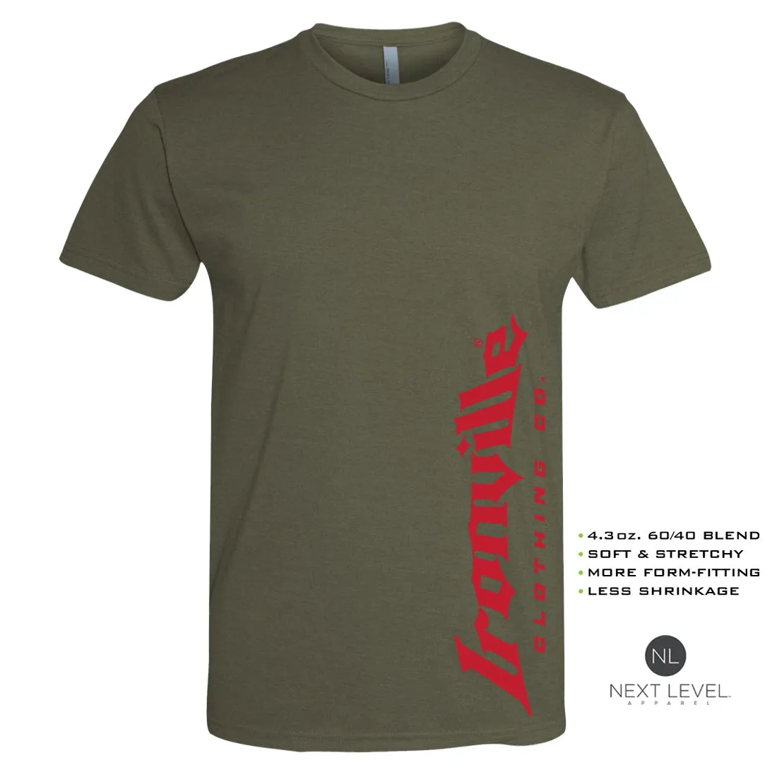 Ironville RED VERT LOGO Soft-Blend Fitted Gym T-shirt