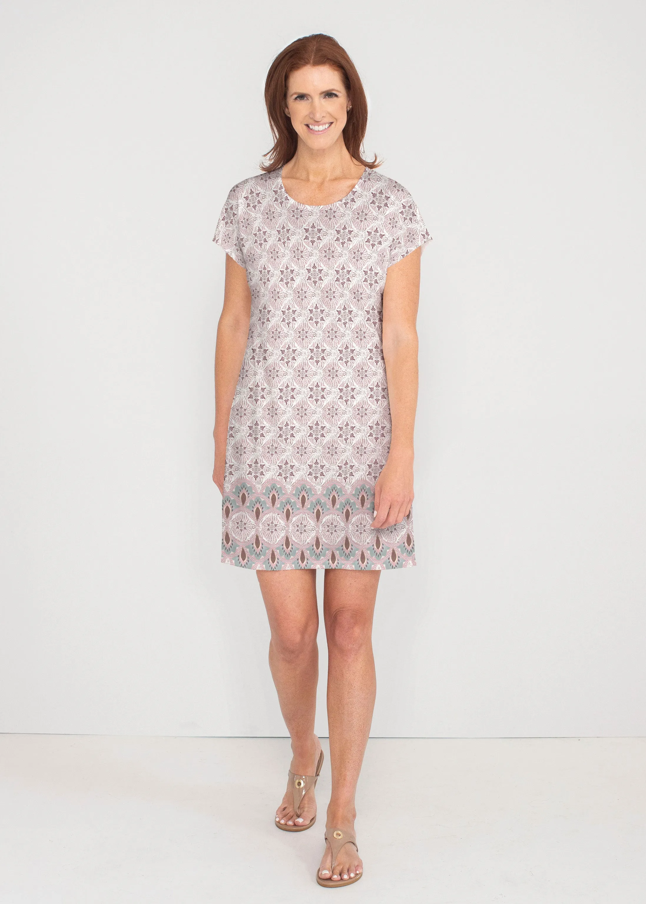 Izzy Grey (19200) ~ French Terry Short Sleeve Crew Dress