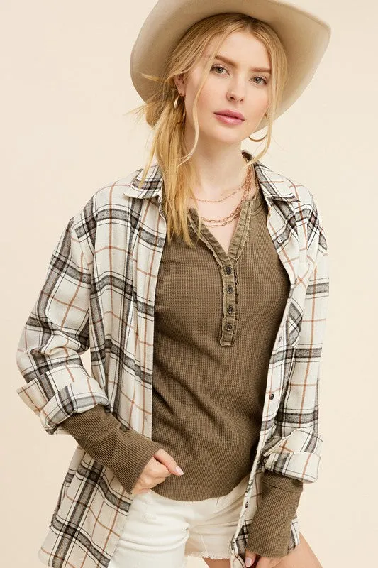 Jaynie Cozy Waffle Henley Top