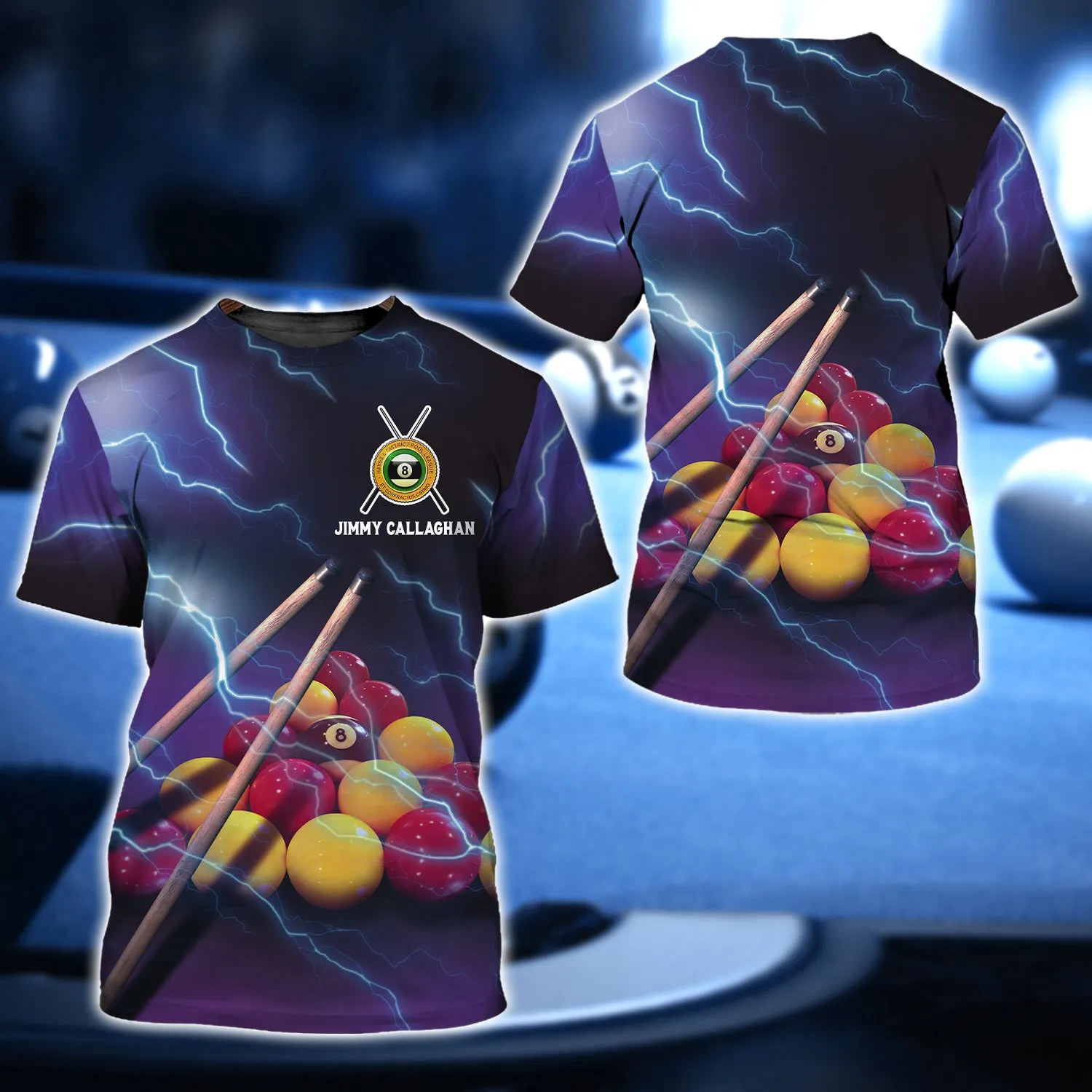Jimmy Callaghan 2 Yellow and Red Billiard Ball Thunder Lightning 3D Shirt - QB95