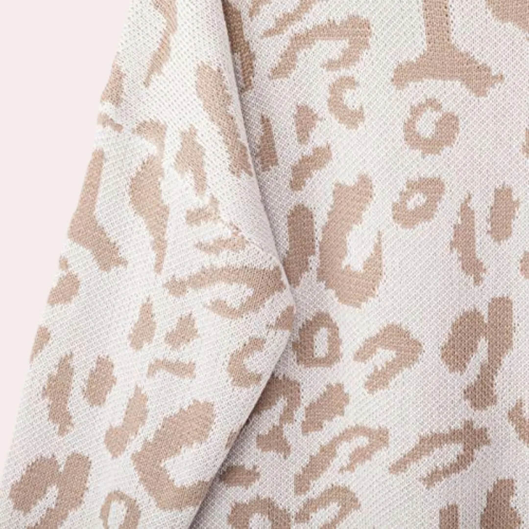 Joska - elegant women's sweater with a trendy leopard print