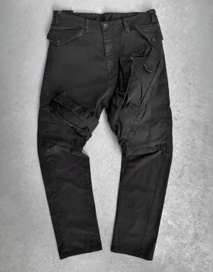 Julius_7 SS17 “Knives;” Gas Mask Skinny-fit Denim Cargos