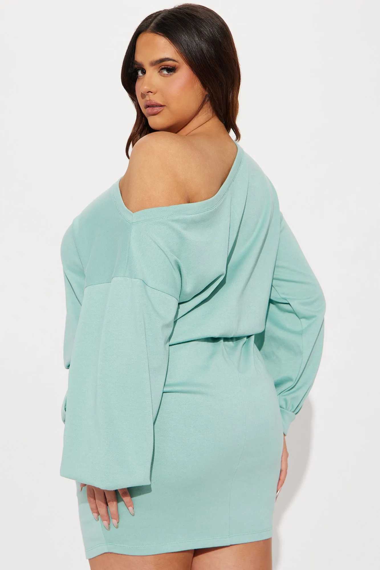 Just Chillin French Terry Mini Dress - Mint